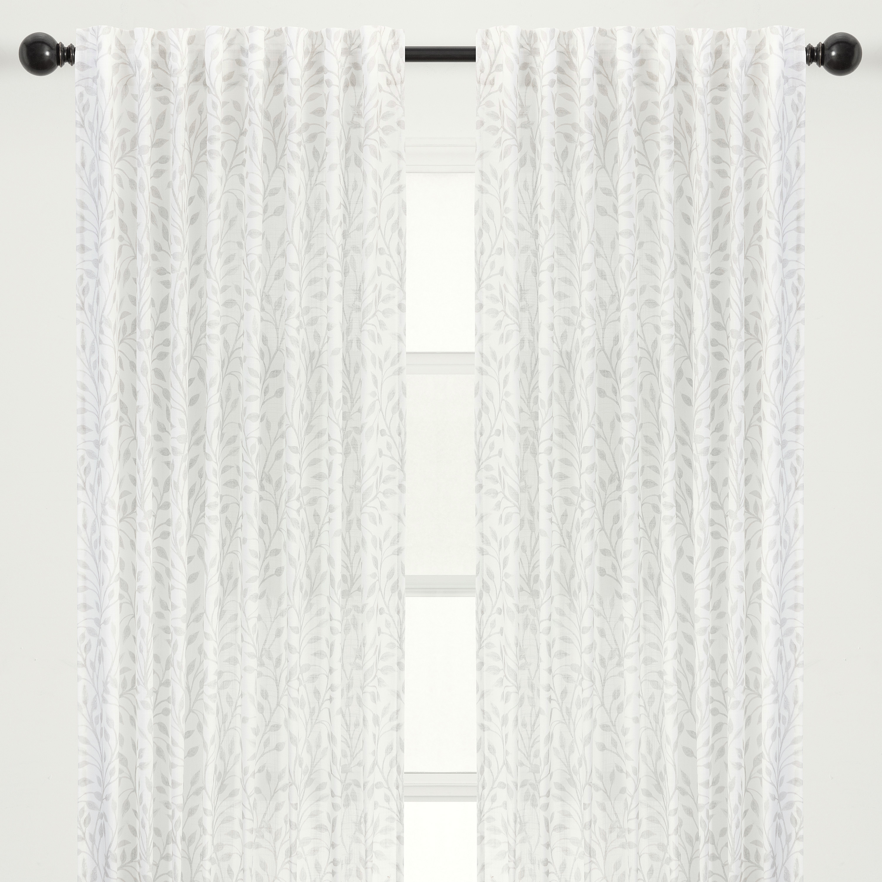Chanasya 2-Panel Vine Soft Textured Light Filtering Curtain Panels - 3-in-1 Back Tab Rod Pocket Ring Tab - Semi Sheer Window Curtains for Living Room Bedroom Kitchen - 52 x 108 Inches - Sage