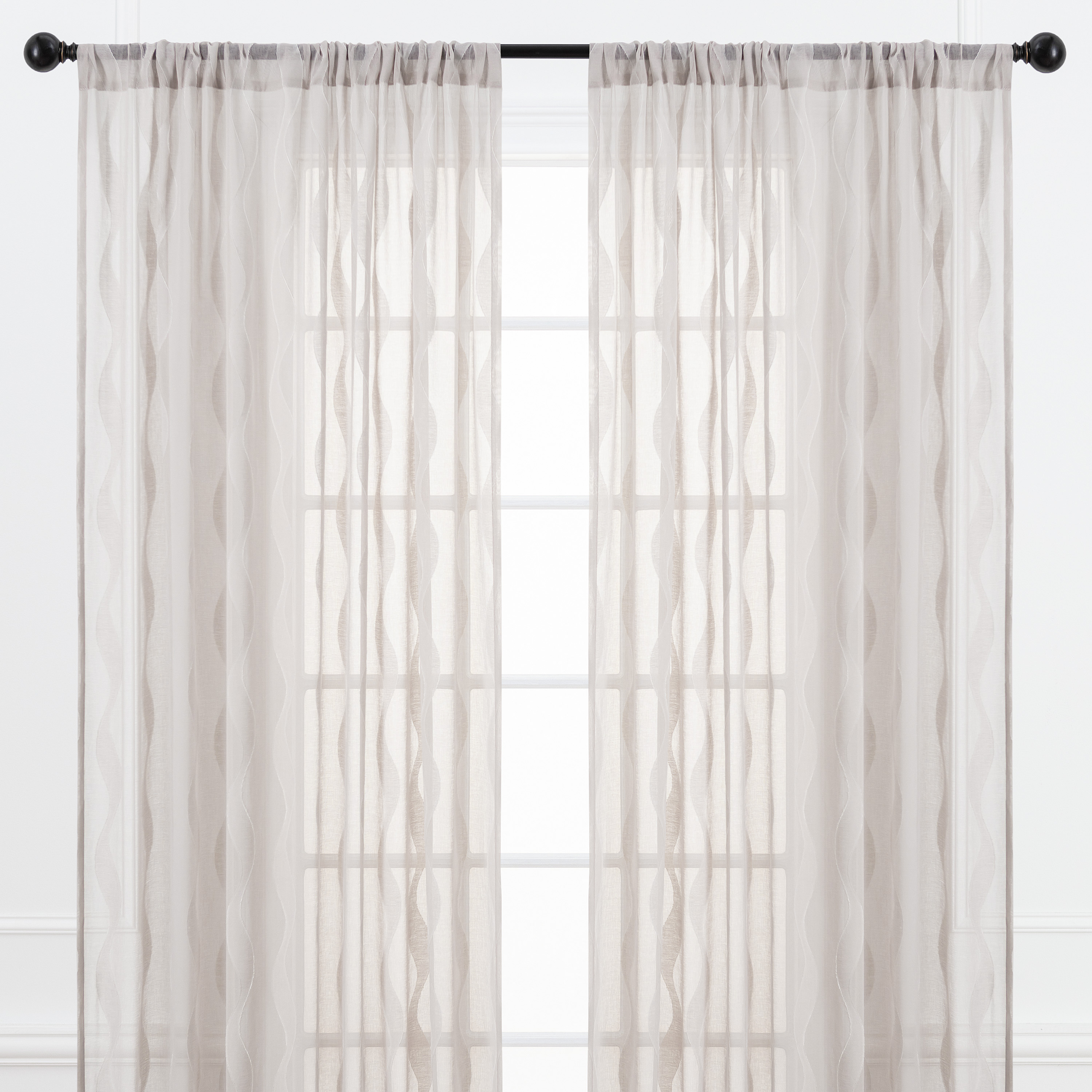 Chanasya Taupe Sheer Curtains - Wave Textured Voile Curtain for Living Room Bedroom Kitchen Windows - Light Filtering Elegant Decor Window Drapes with Rod Pocket - 84 Inches Long - 2 Panel Set