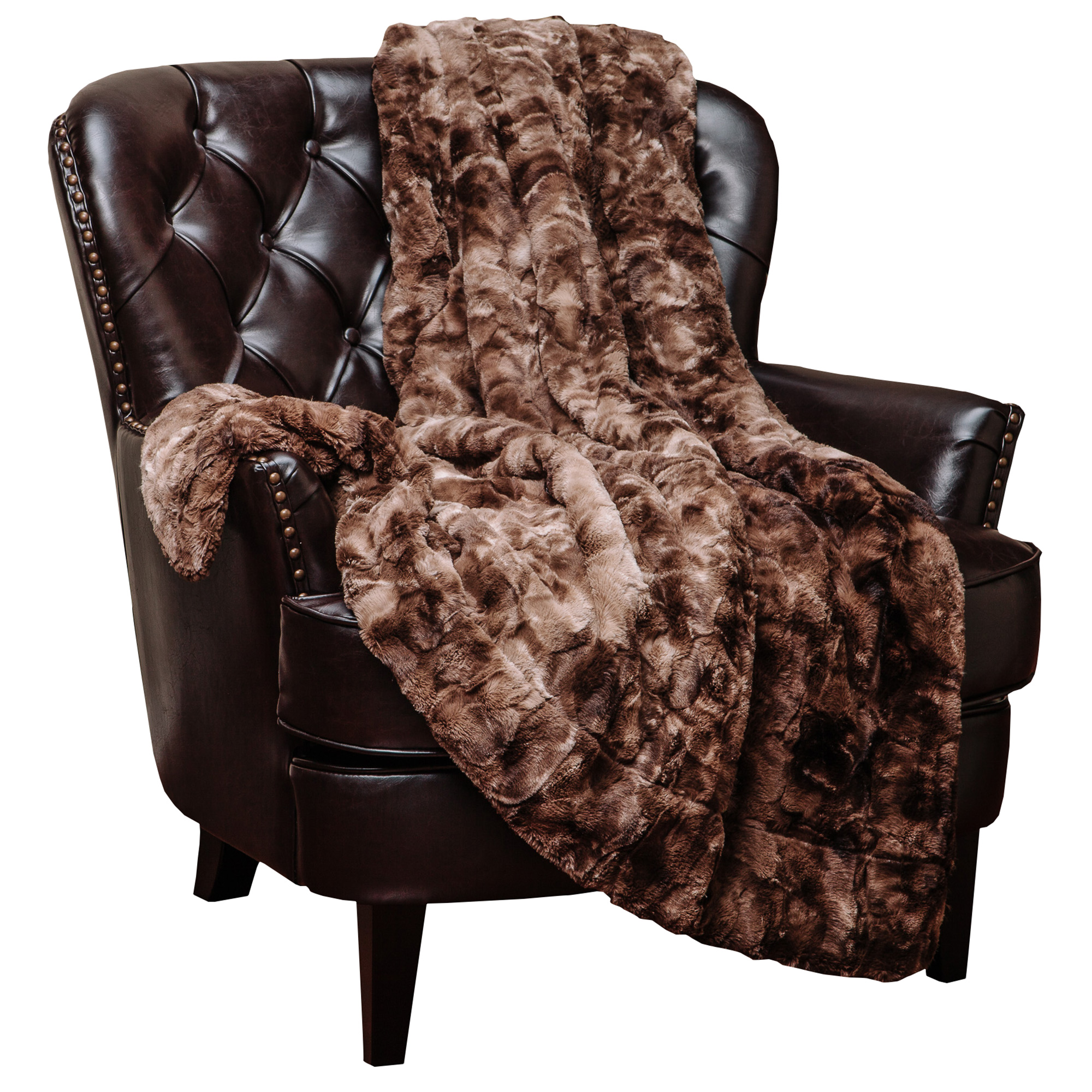 Chanasya Super Soft Fuzzy Faux Fur King Bed Blankets - Fluffy Plush Lightweight Cozy Snuggly Reversible Sherpa for Living Room Bedroom - Dark Brown Fall Winter Home Bedding (King) Chocolate Blanket