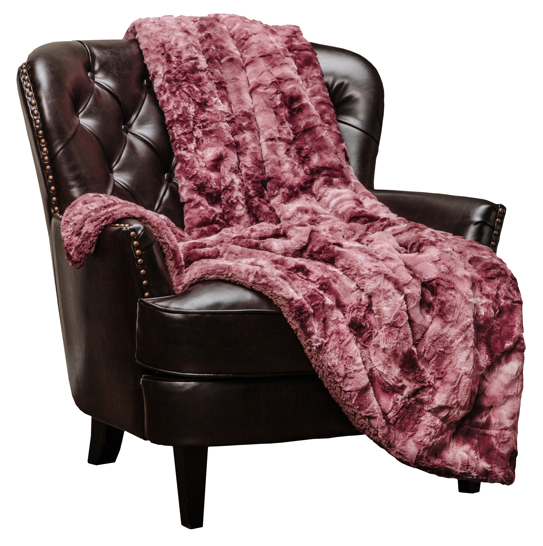 Chanasya Super Soft Fuzzy Faux Fur Throw Blankets - Fluffy Plush Lightweight Cozy Snuggly with Sherpa for Couch Sofa Living Room Bedroom - Rose Fall & Winter Home Decor (50x65 Inches) Darkrose Blanket