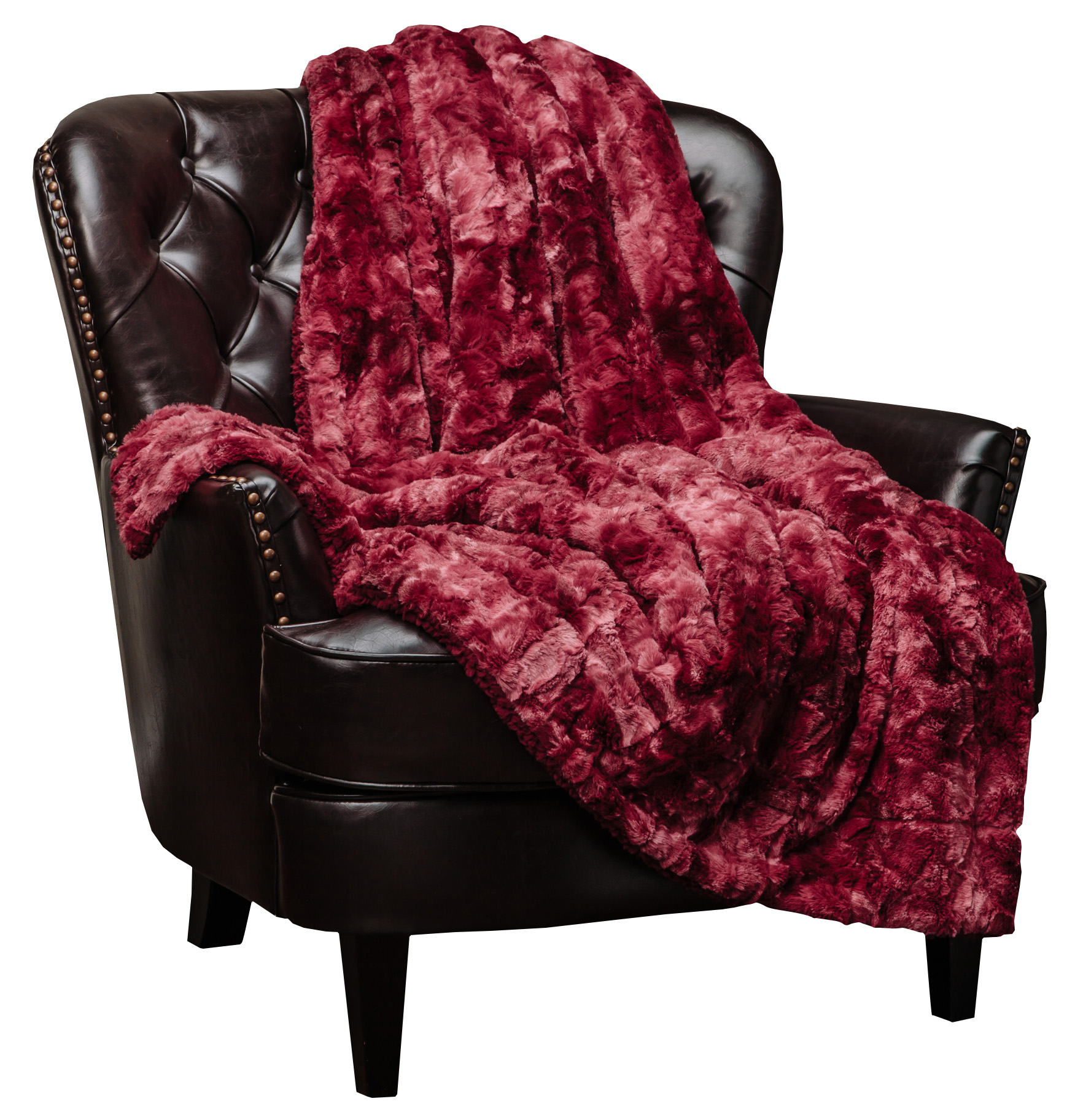 Chanasya Super Soft Fuzzy Faux Fur King Bed Blankets - Fluffy Plush Lightweight Cozy Snuggly with Reversible Sherpa for Living Room Bedroom - Burgundy Fall Winter Home Bedding (King) Maroon Blanket