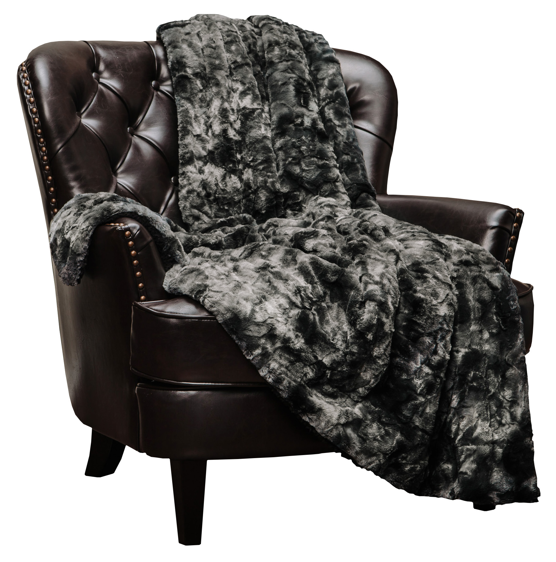 Chanasya Super Soft Fuzzy Faux Fur Throw Blankets - Fluffy Plush Lightweight Cozy Snuggly with Sherpa for Couch Sofa Living Room Bedroom - Dark Fall & Winter Home Decor (50x65 Inches) Black Blanket