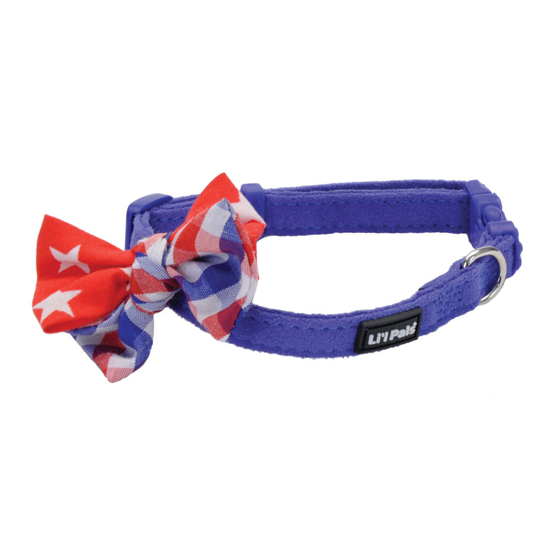 Coastal - Li'l Pals Microfiber Dog Collar - Blue with Bow - 3/8