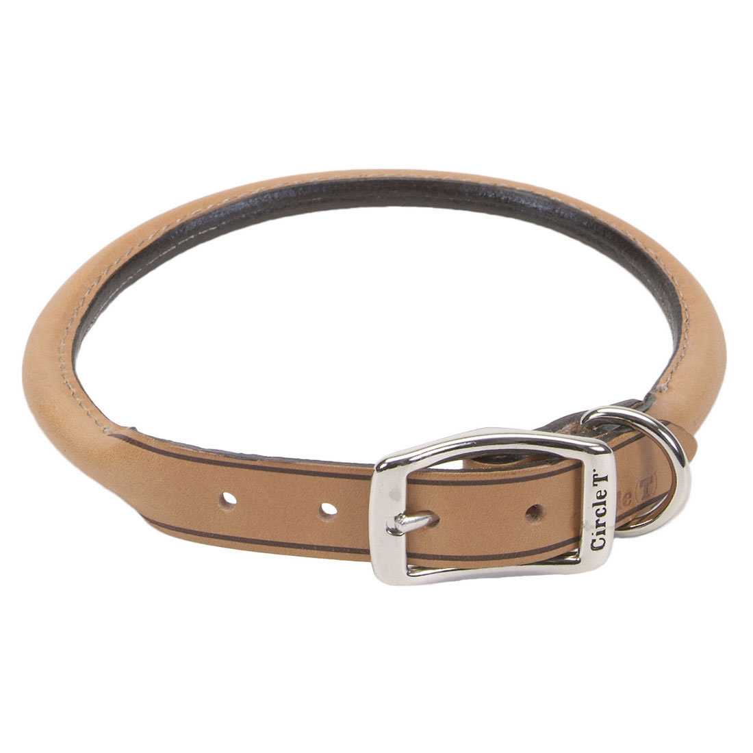 Coastal - Circle T - Oak Tanned Leather Round Dog Collar, Tan, 1