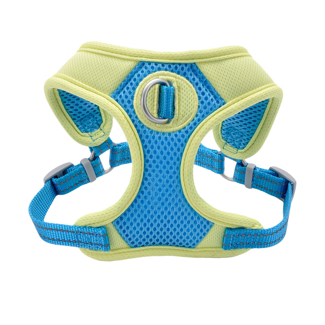 Coastal - Pro Reflective Mesh Dog Harness - Comfortable and Bright for High Visibility - Aqua with Neon Yellow - 5/8‚Äù x 16