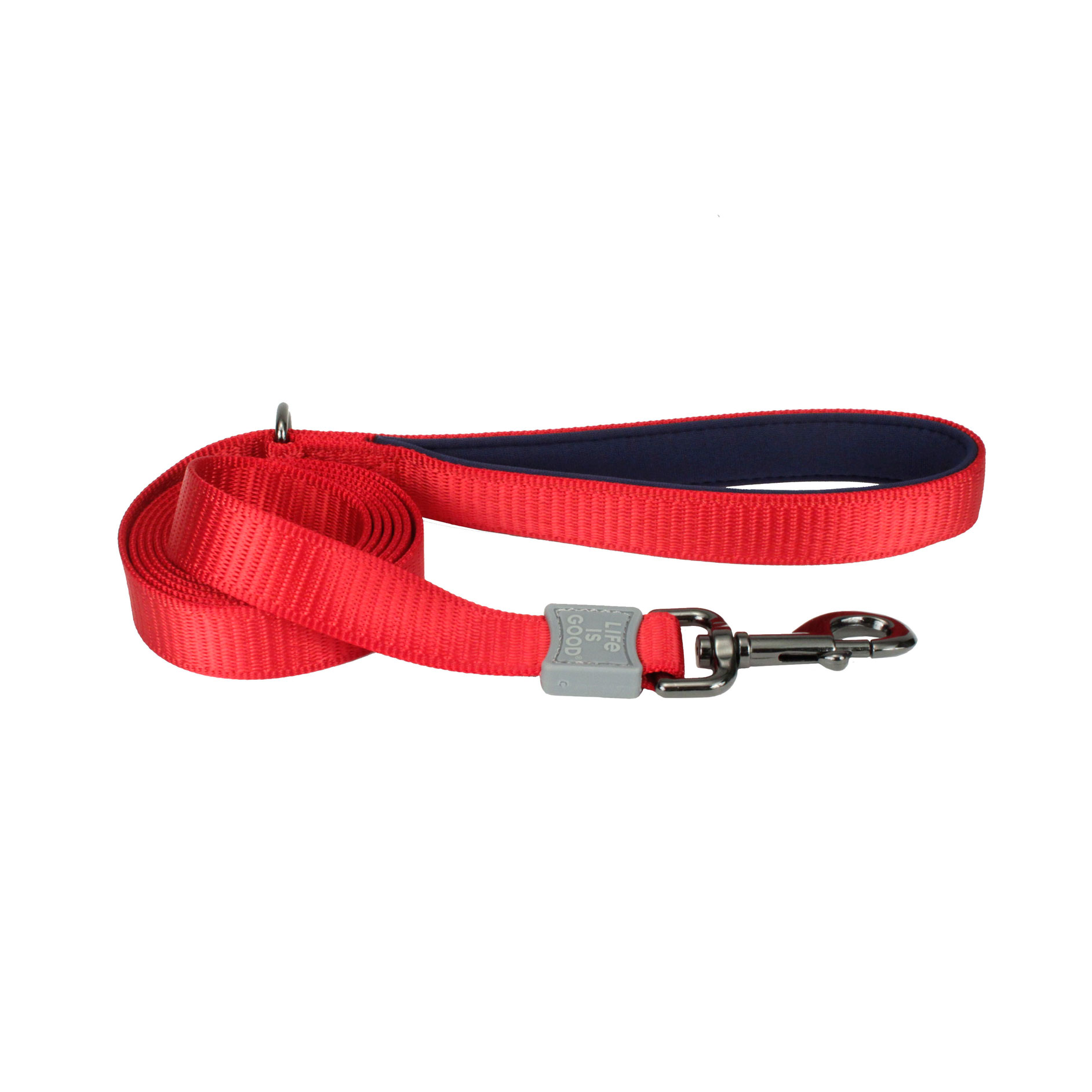 Coastal - Life is Good - Padded Handle Dog Leash, Red, 1