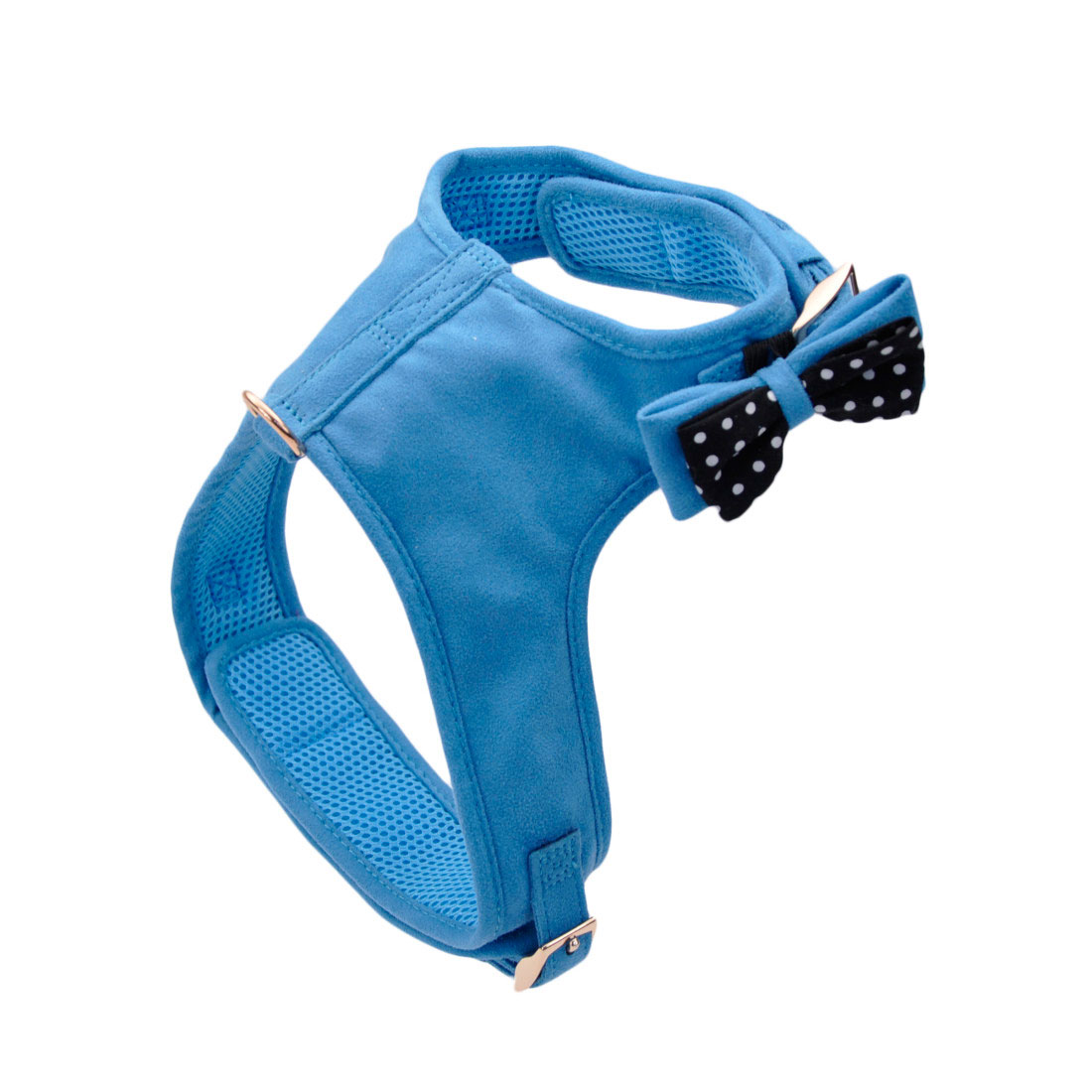 Coastal - Accent Fashion - Microfiber Dog Harness, Boho Blue with Polka Dot Bow, Medium (20