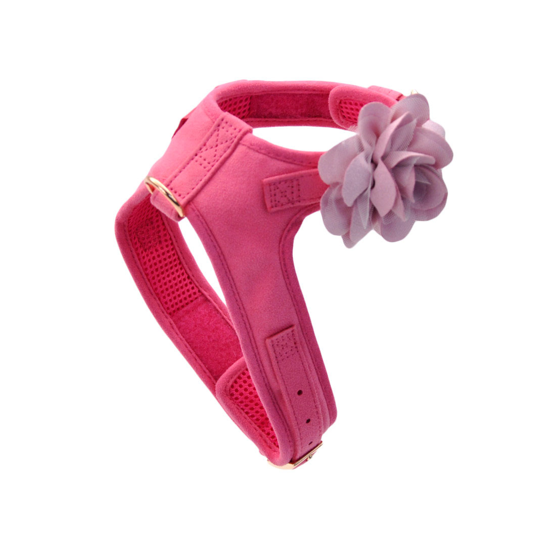 Coastal - Accent Fashion - Microfiber Dog Harness, Posh Pink with Flower, X-Small (14