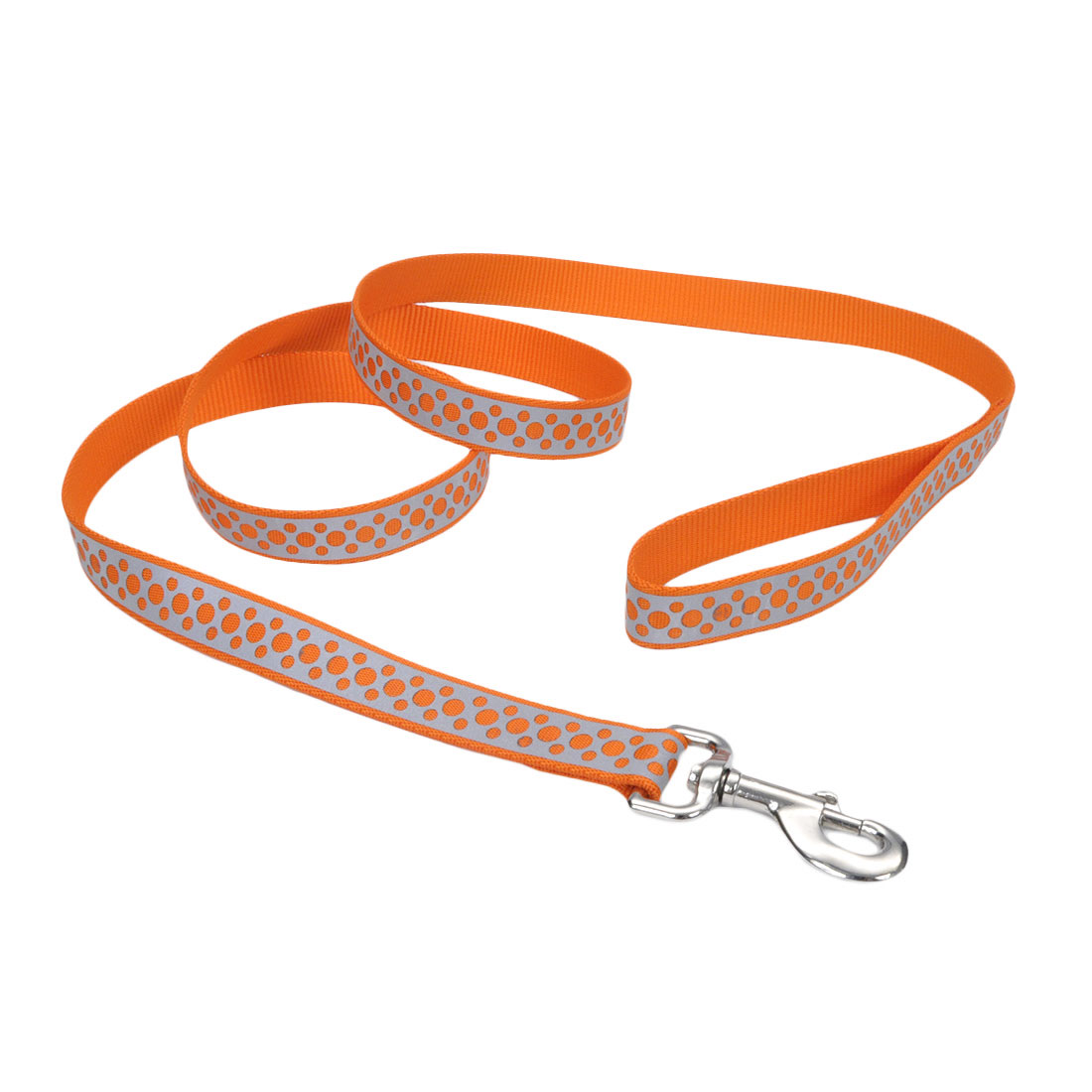Coastal - Lazer Brite - Reflective Open-Design Dog Leash, Orange Abstract Rings, 1