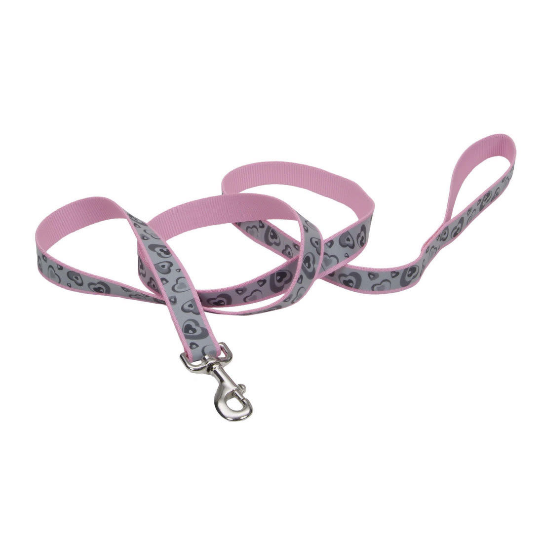 Coastal - Lazer Brite - Reflective Dog Leash, Pink New Hearts, 1