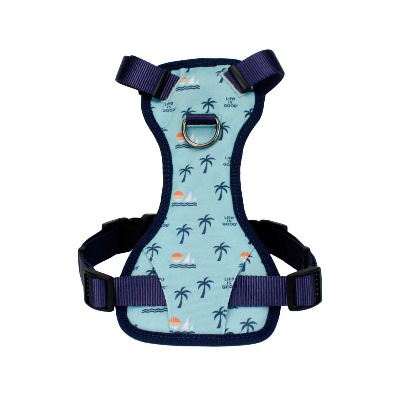 Coastal - Life is Good - Canvas Overlay Dog Harness, Blue Good Vibes, 5/8