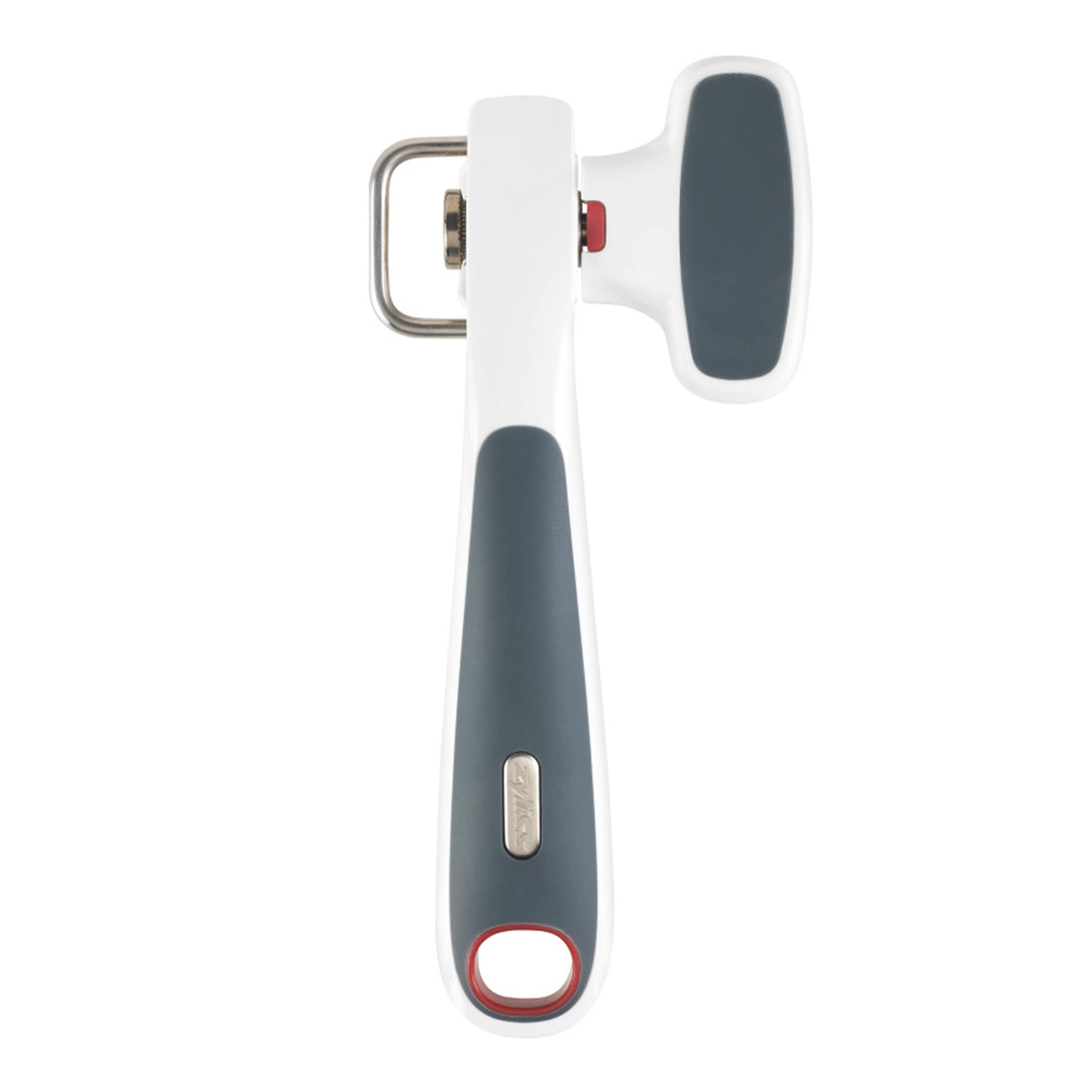 Zyliss Safe Edge Can Opener, Manual - Safely Open Without Sharp Lids - Lock and Unlock Safety - White / Gray