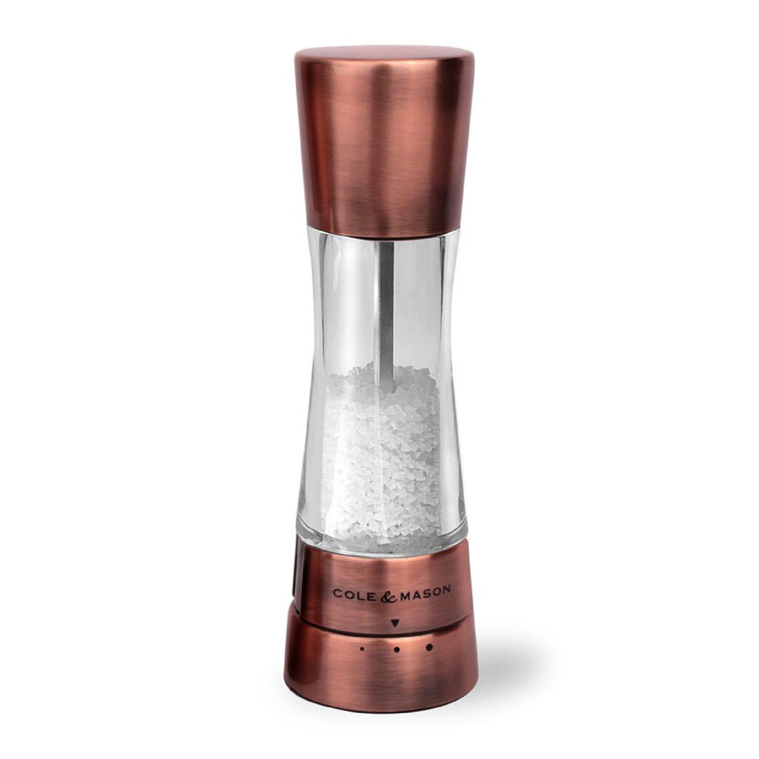 COLE & MASON Derwent Salt Grinder - Copper Mill Includes Gourmet Precision Mechanism and Premium Sea Salt