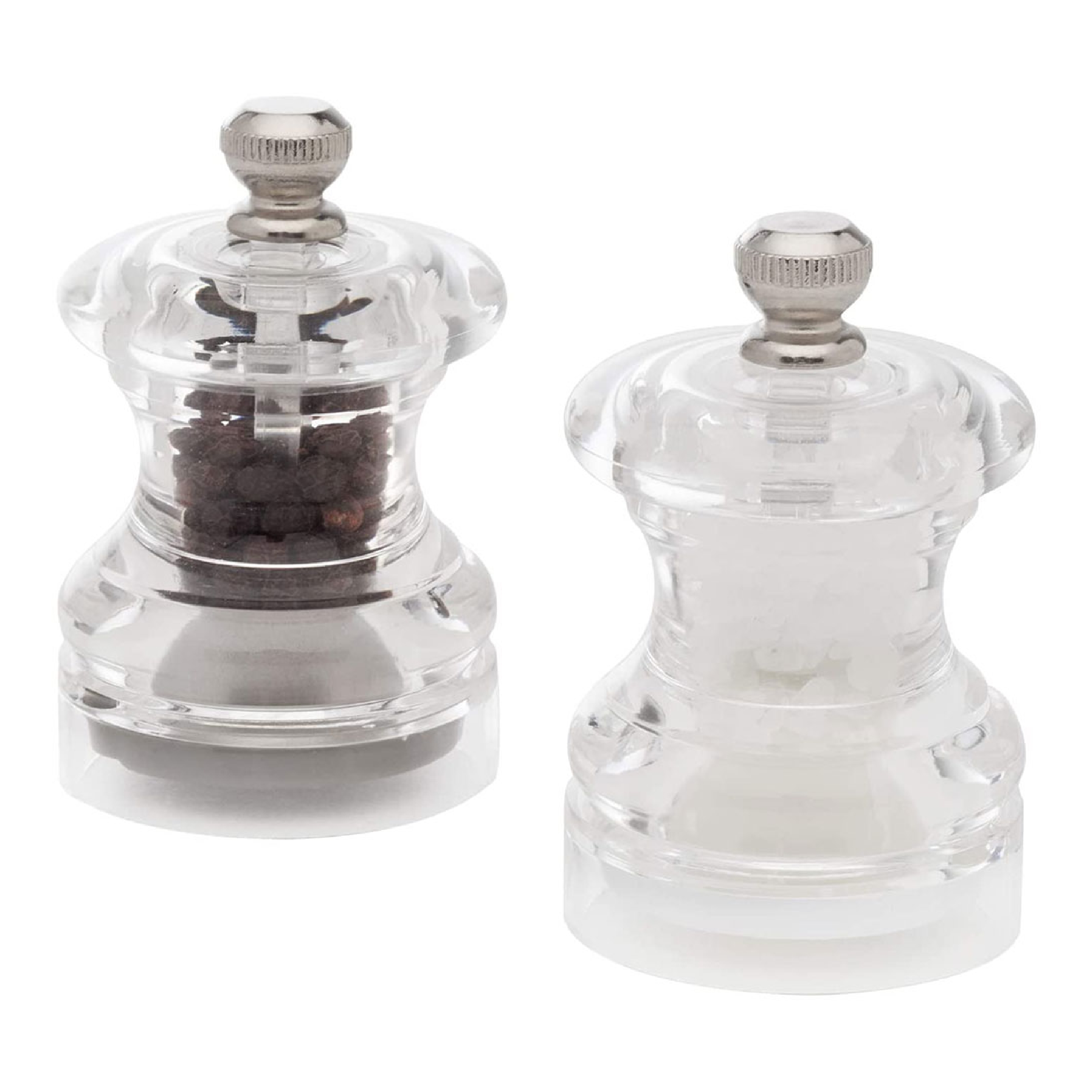COLE & MASON Button Mini Salt and Pepper Grinder Set, Stainless Steel Mills