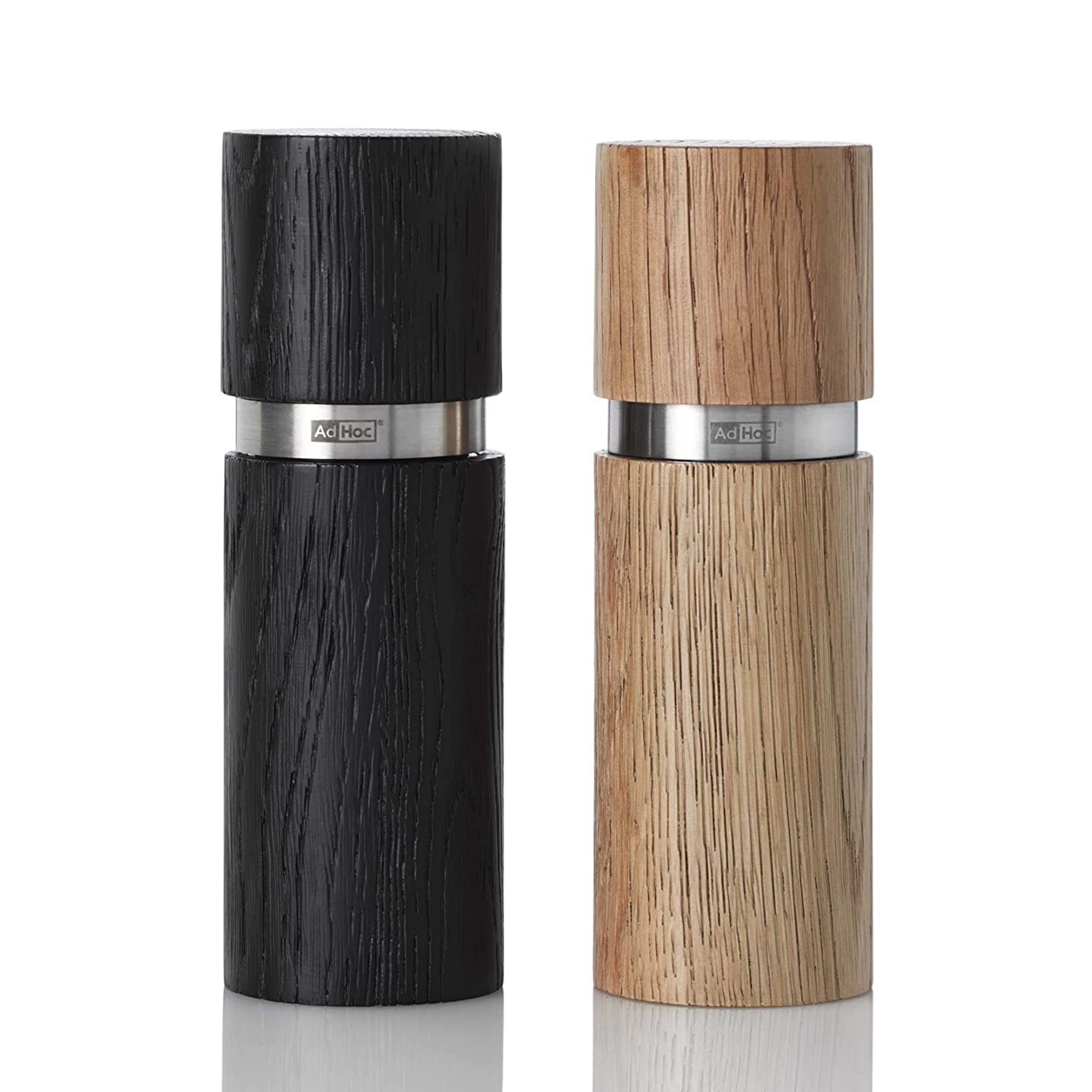 AdHoc Textura Salt & Pepper Mill Gift Set, Black/Tan 5.5