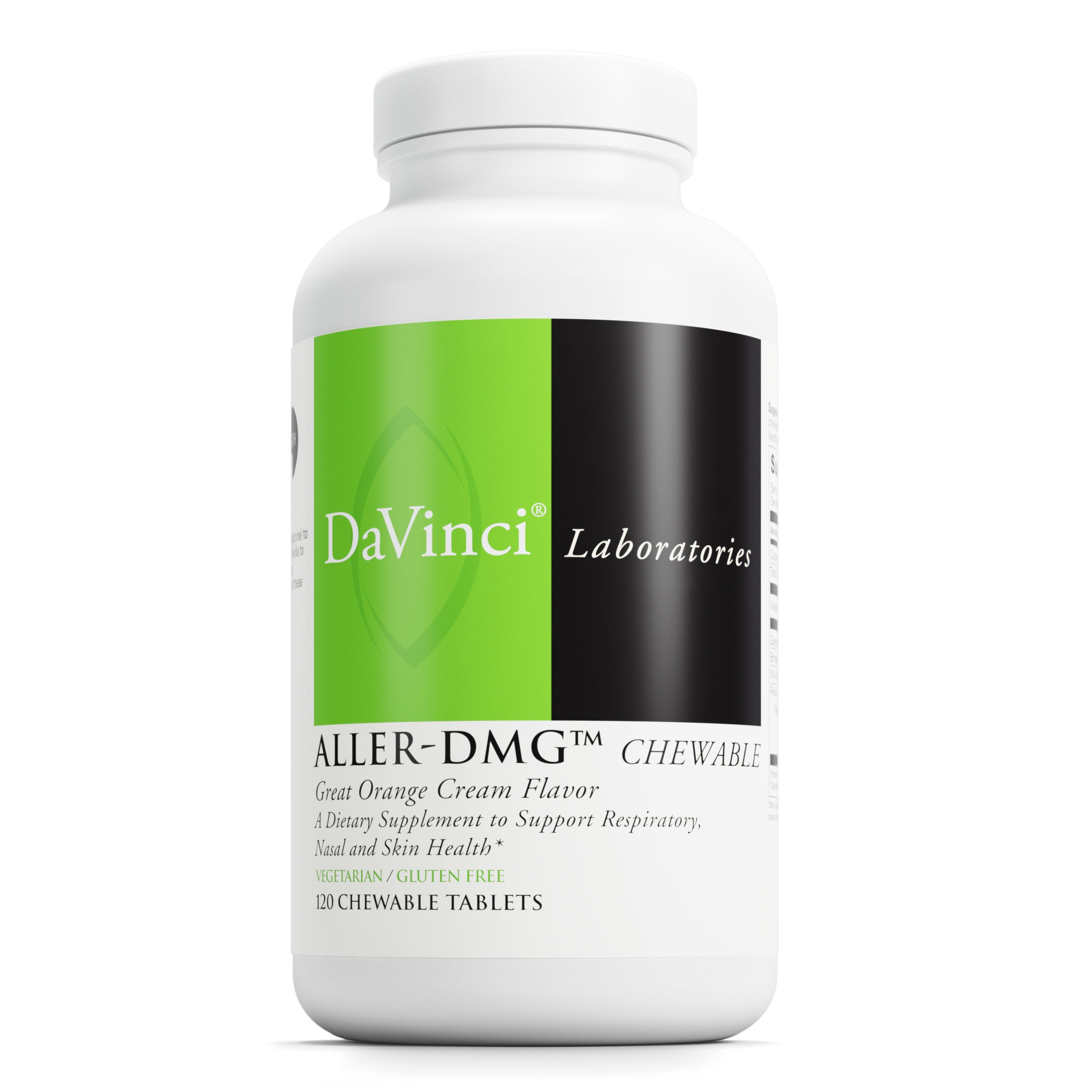 DaVinci Labs Aller-DMG Chewable - Immune Health Support, Histamine Aid & Respiratory Support* - Orange Cream Flavor - 120 Chewable Vegetarian Tablets (60 Servings)