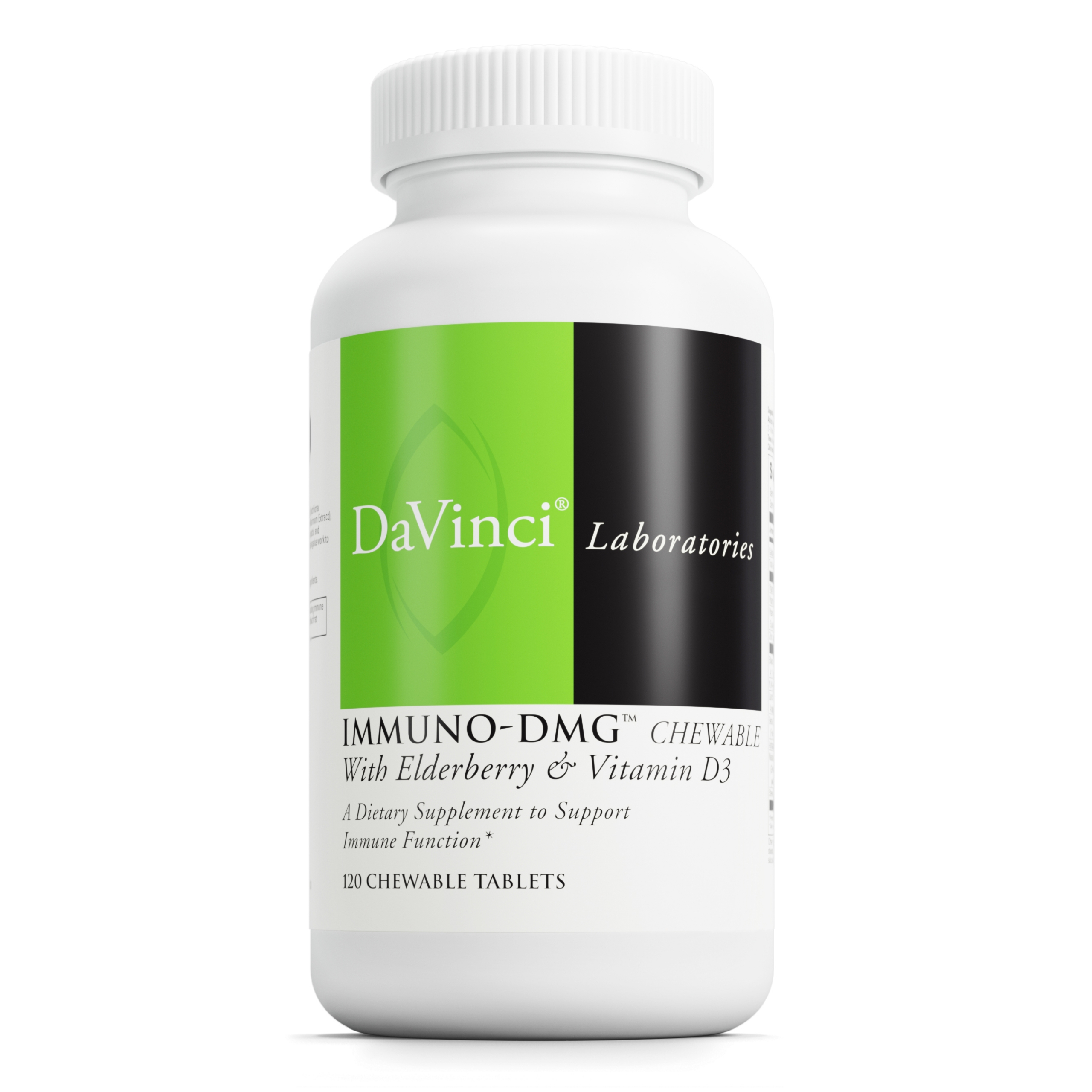 DaVinci Labs Immuni-DMG Chewable with Elderberry and Vitamin D3 - Dietary Supplement to Support Cell and Immune Health* - With Vitamin C, D3, E, Black Elderberry, DMG and More - 120 Chewable Tablets