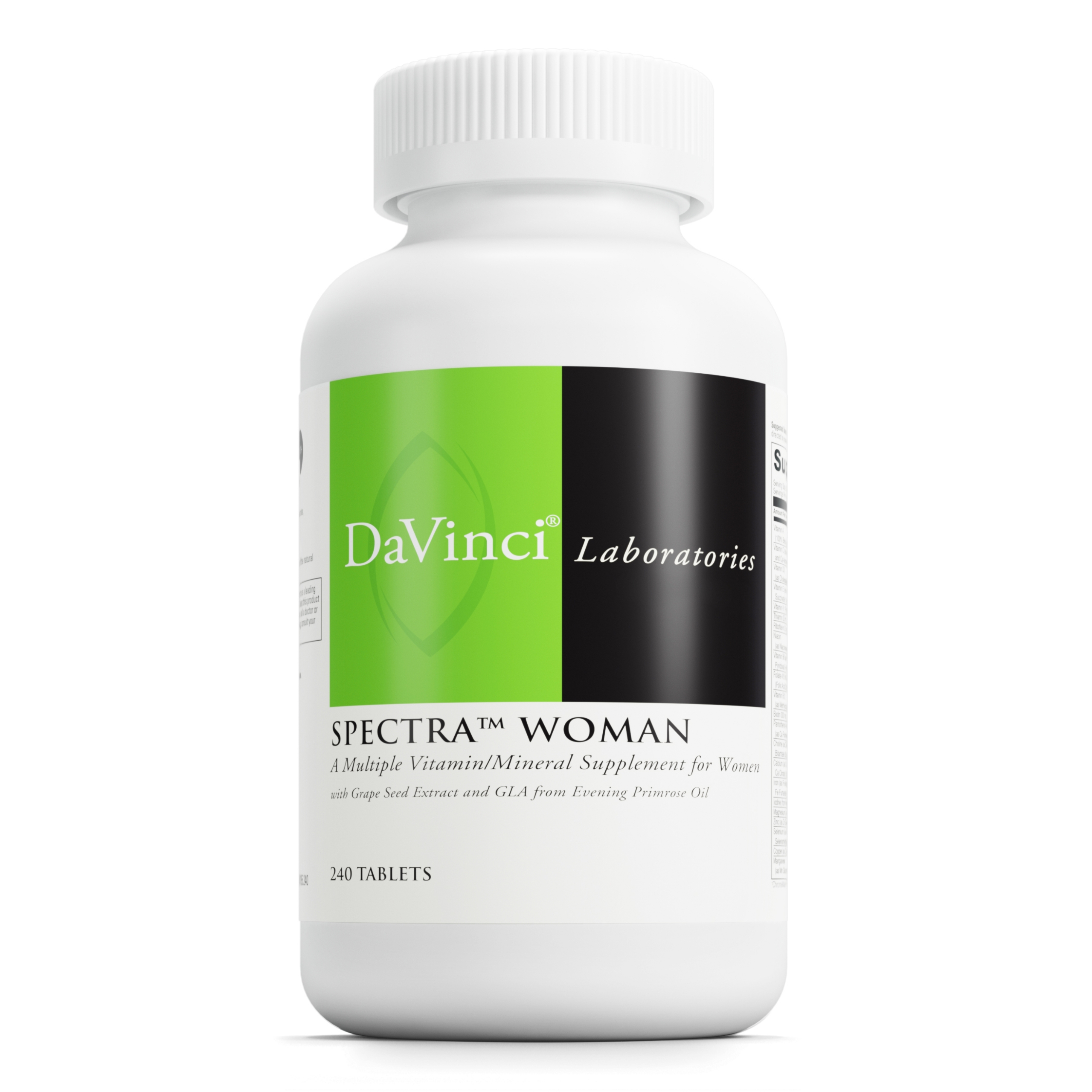 DaVinci Labs Spectra Woman - Dietary Supplement to Support Bone Health and Women's Needs - With Vitamins, Minerals, Calcium, Beta Carotene, L-Cysteine, Grape Seed Extract, and More - 240 Tablets