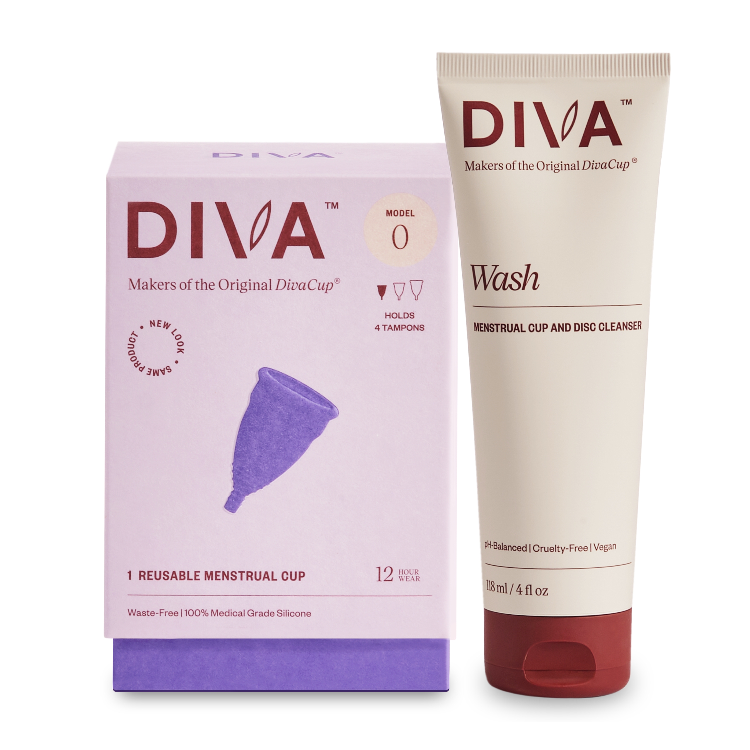 Diva Cup Model 0 & Wash Combo - Wiederverwendbare Menstruation Silikon Tasse und Reiniger - Bild 1 von 42