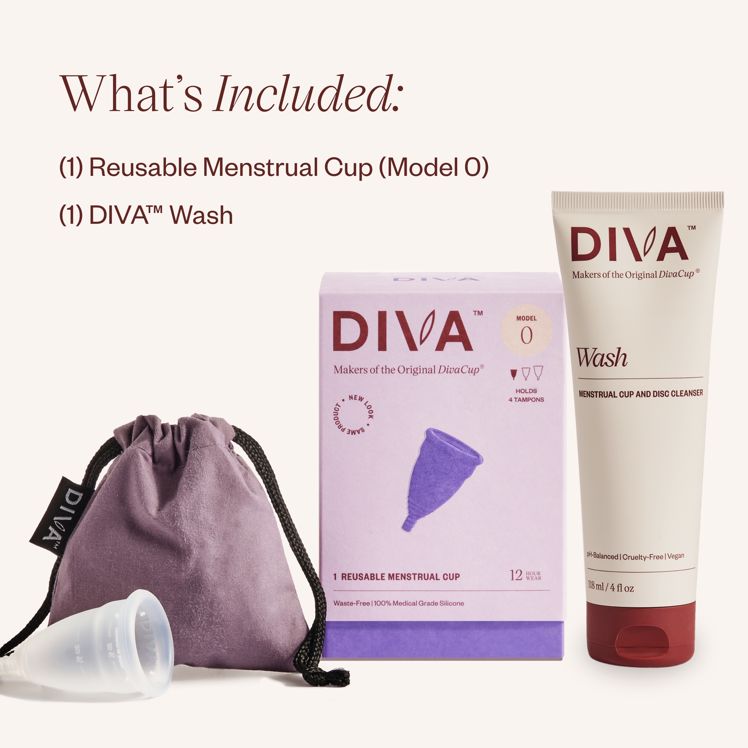 Diva Cup Model 0 & Wash Combo - Wiederverwendbare Menstruation Silikon Tasse und Reiniger - Bild 2 von 42