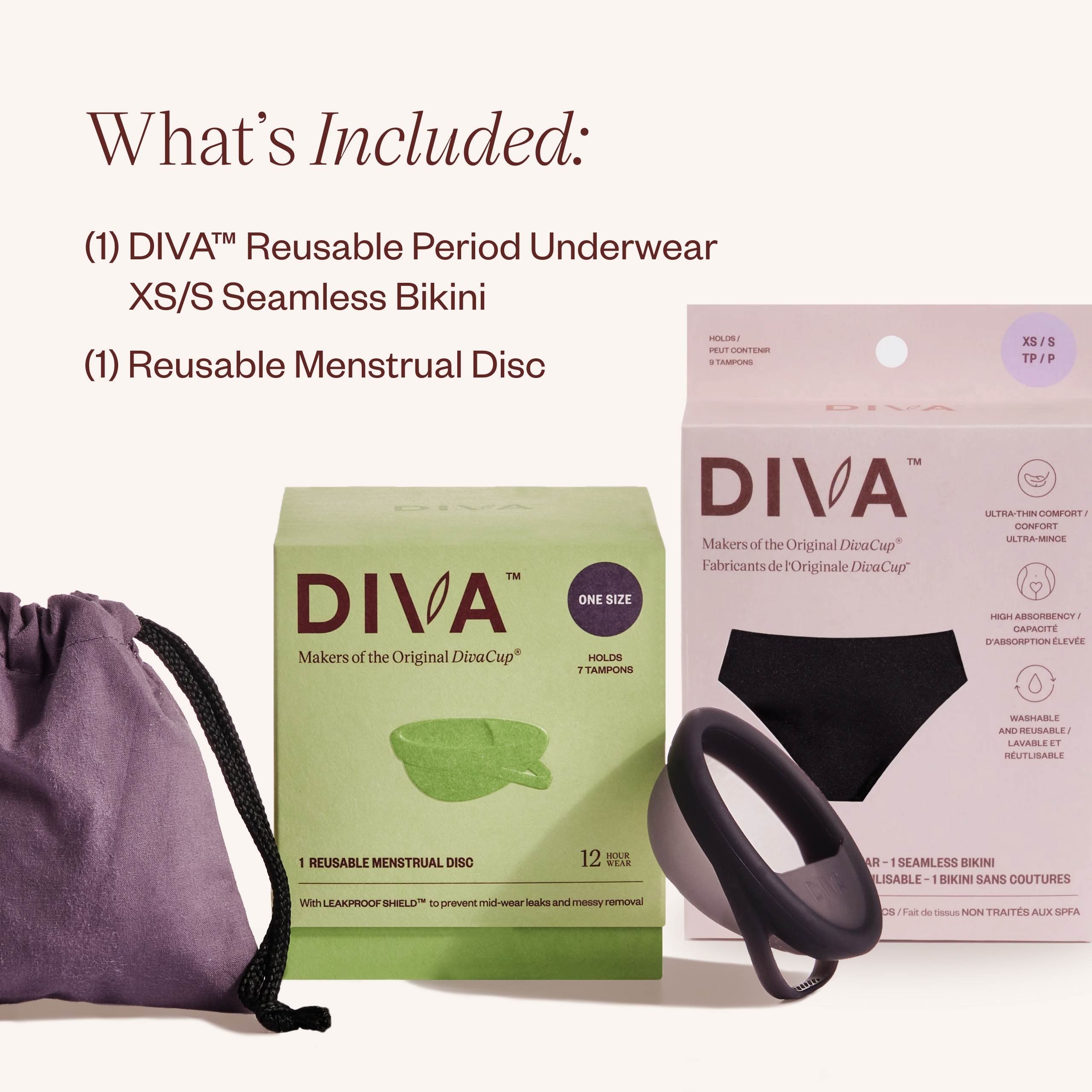 Diva wiederverwendbare Periodenunterwäsche & DivaDisc 1 Größe mit auslaufsicherem Schild schwarz - Bild 9 von 28