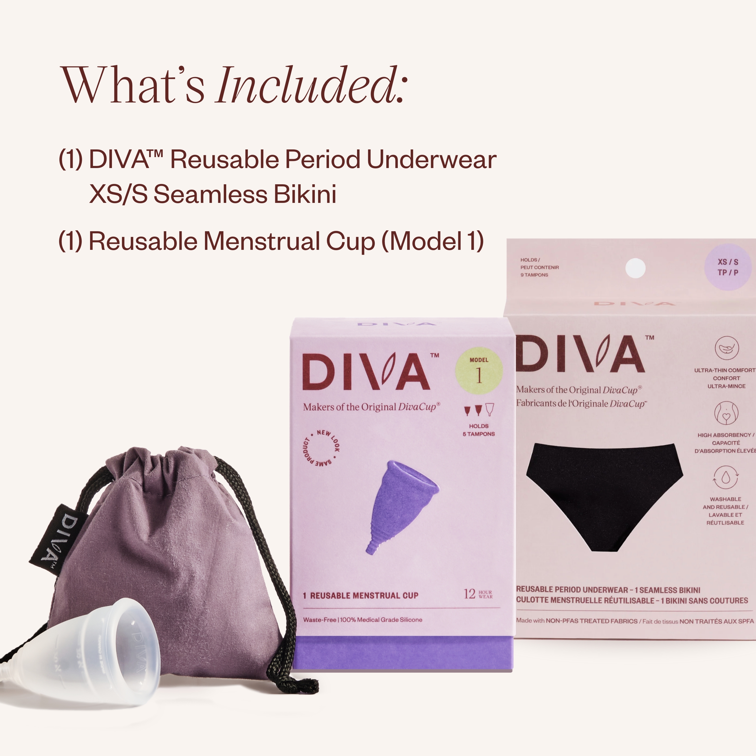 Diva Mehrweg Periodenunterwäsche & DivaCup Modell 1 Schnelltrocknende Unterwäsche Schwarz - Bild 9 von 28