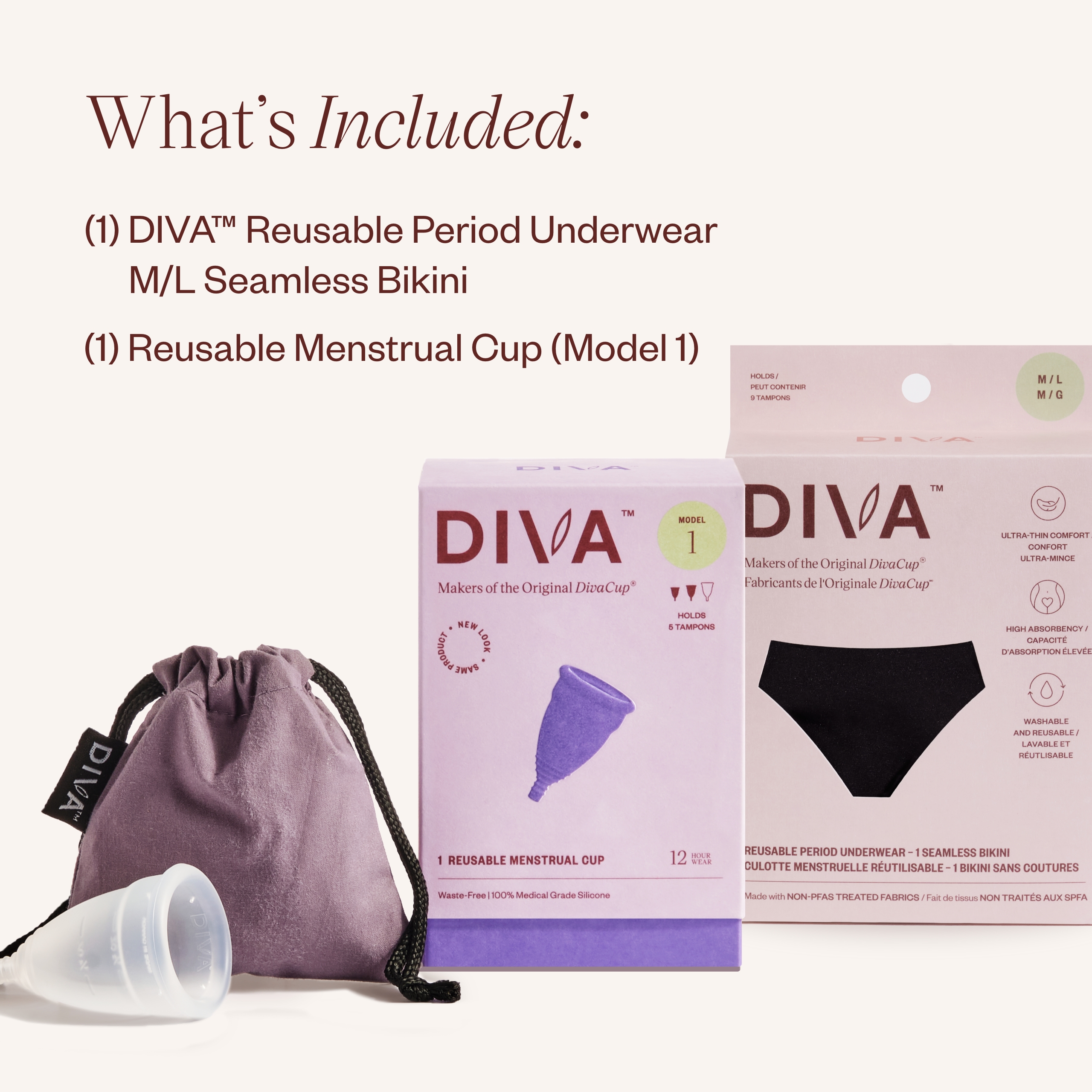 Diva Mehrweg Periodenunterwäsche & DivaCup Modell 1 Schnelltrocknende Unterwäsche Schwarz - Bild 23 von 28