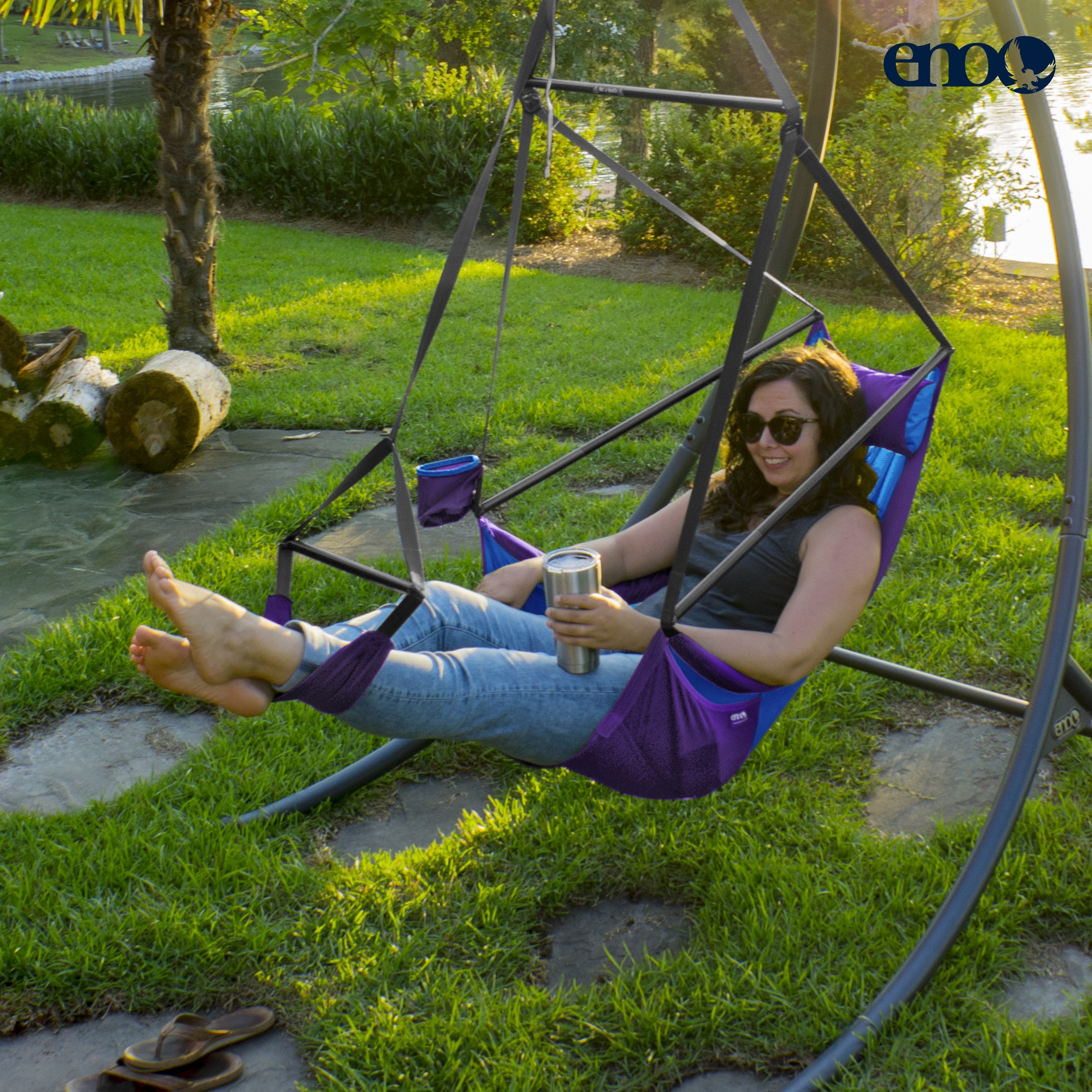 ENO Lounger Hanging Chair - Portable Outdoor Hiking - Grey