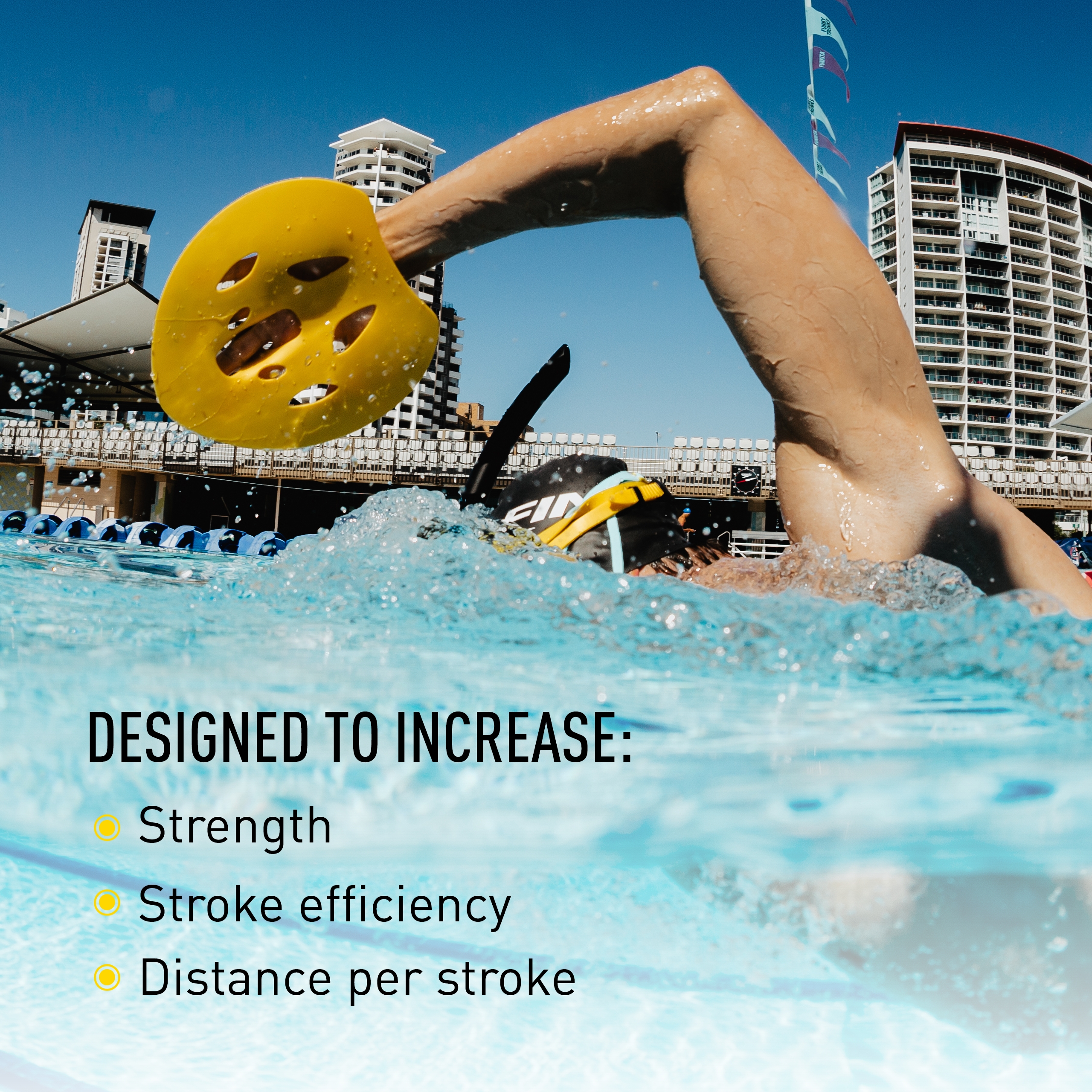 FINIS Manta Swim Training Hand Paddle for Competitive Swimming Exercise , Yellow - Bild 17 von 28