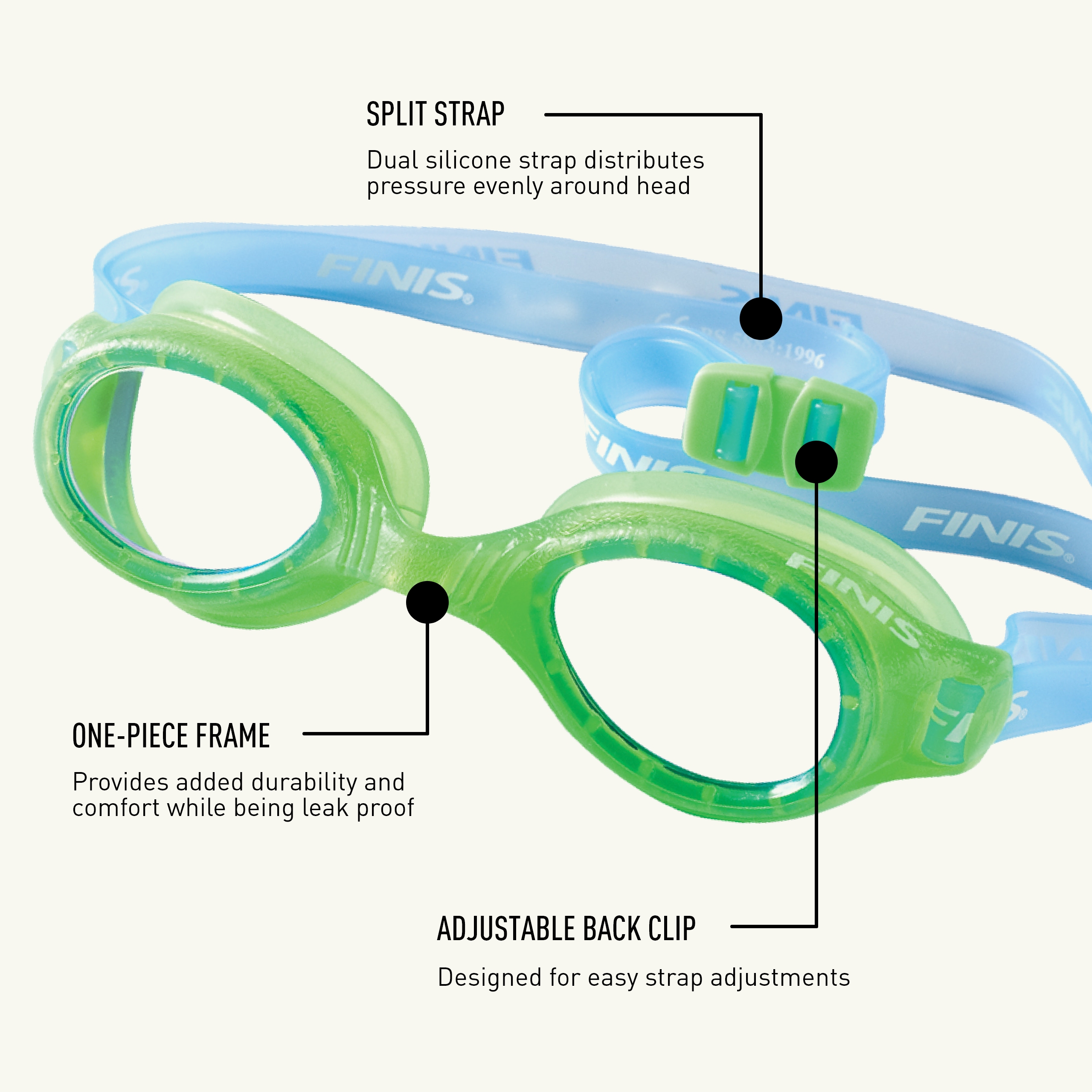 FINIS H2 Jr. Brille - Performance Kinder Schwimmbrille für 4-12 Jahre - Bild 4 von 14