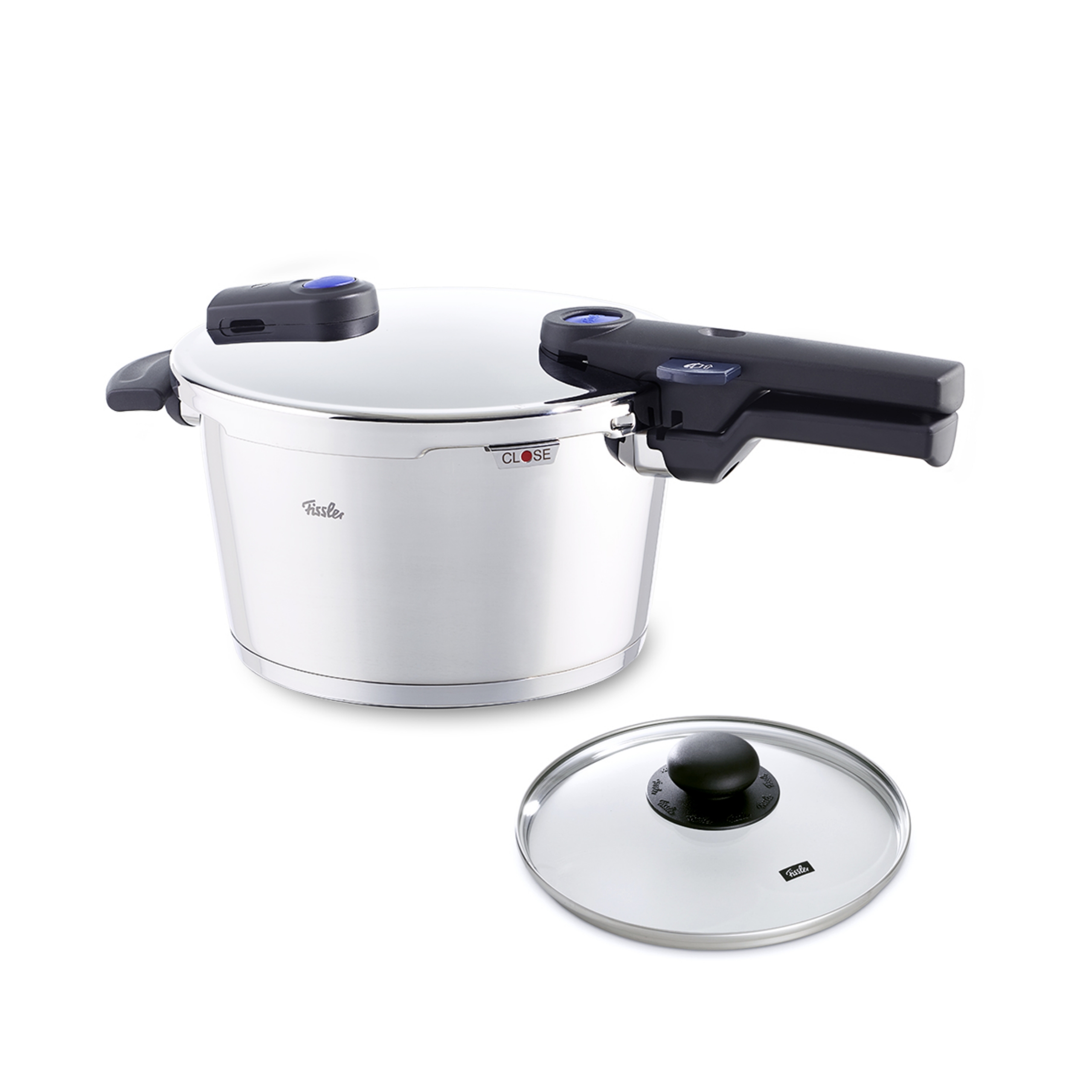 Fissler vitaquick , Pressure Cooker Set, 4.8 Quart, with Glass Lid, Stainless Steel, Cookware, Compatible with Induction, Gas, Electric & Stovetops, Dishwasher Safe