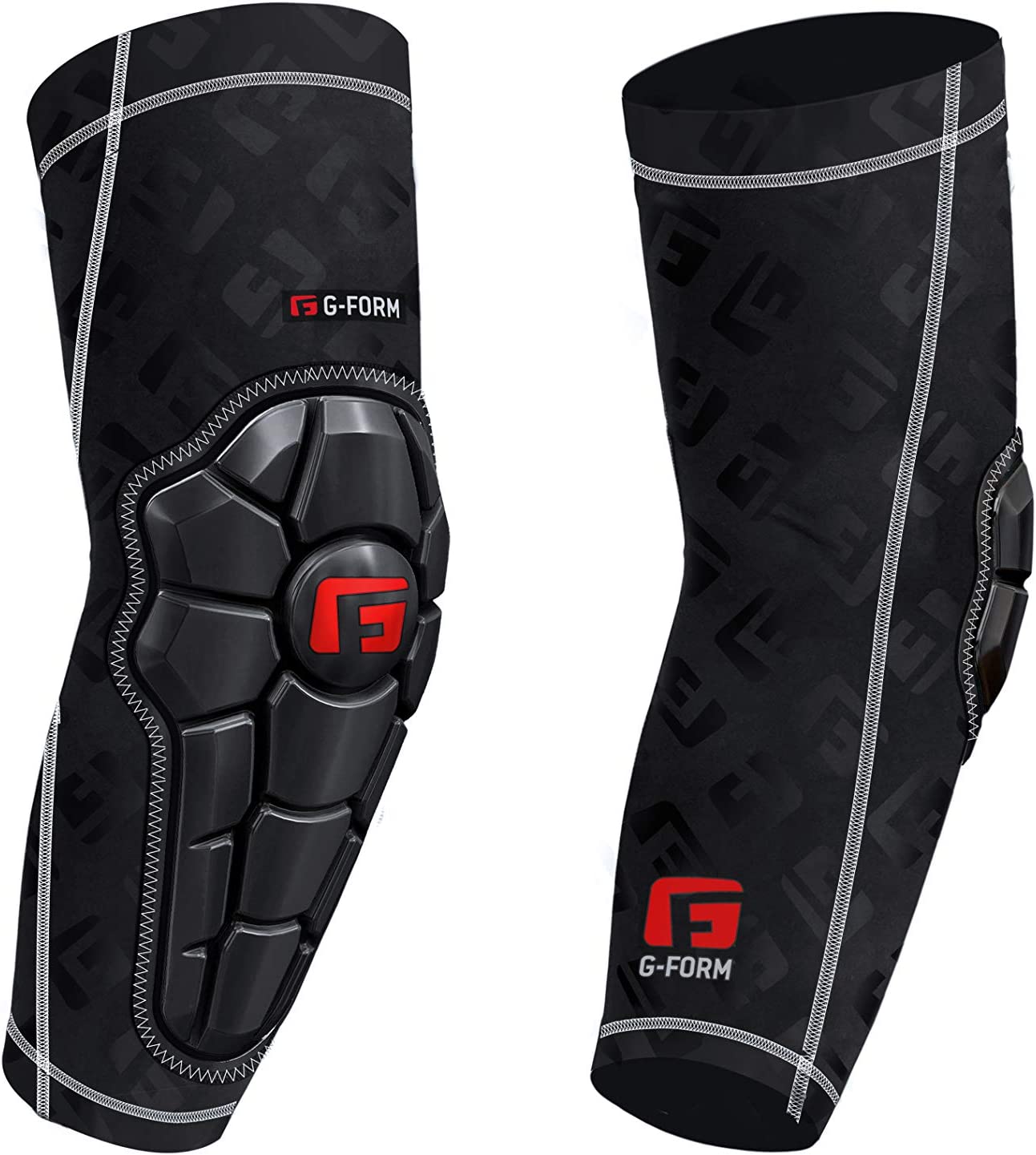 G-Form Pro-X2 Mountain Bike Elbow Pads - Elbow Compression Sleeve for Elbow Support - Black/White Stitch, Adult X-Large