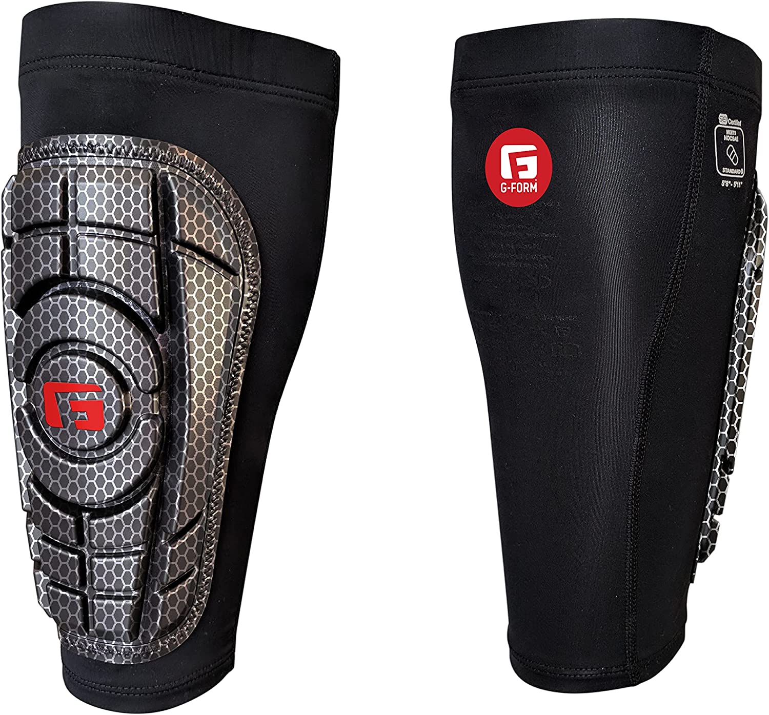 G-Form Youth Pro-S Compact Soccer Shin Guards - Football Shin Guards - Hex Silver/Black, Youth S/M