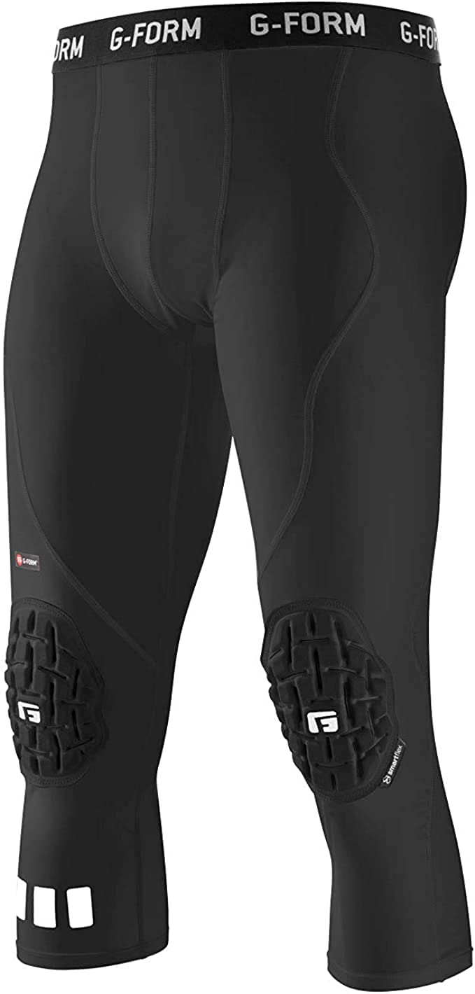 G-Form Pro 3/4 Padded Compression Pants - Compression Workout Pants for Men - Black, Adult Medium