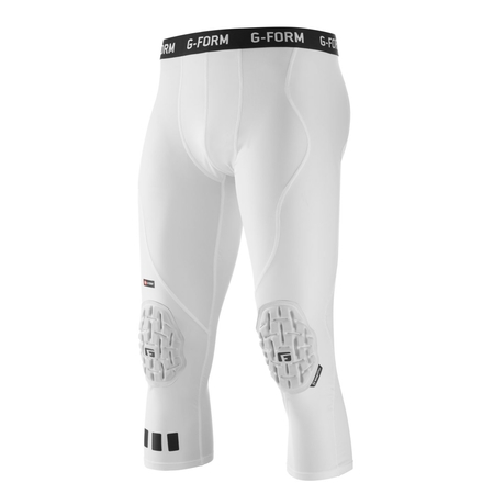 G-Form Pro 3/4 Padded Compression Pants - Compression Workout Pants for Men - White, Adult XL