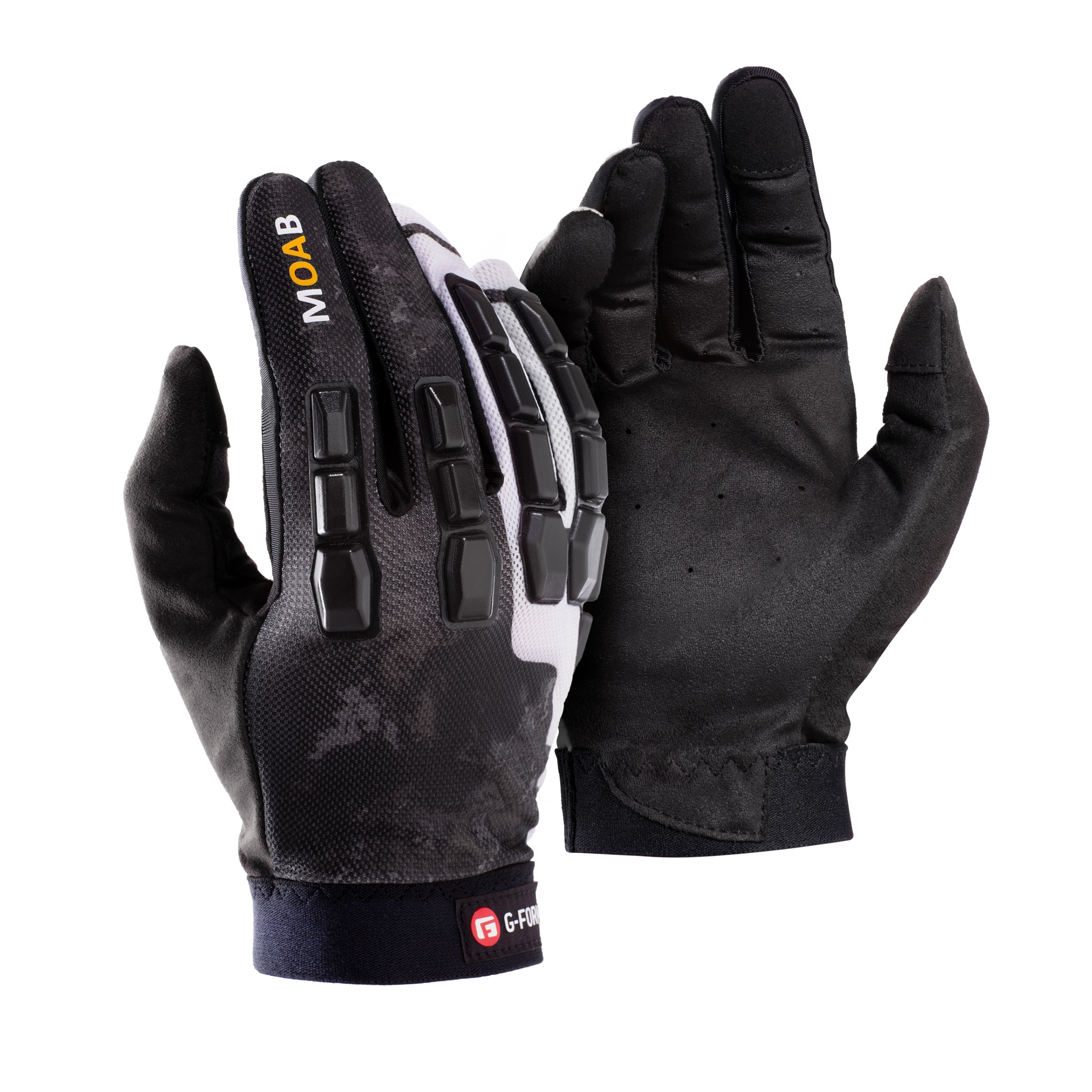 G-Form Moab Mountain Bike Gloves - Cycling Gloves for Mountain and Dirt Biking - Black/White, Adult XS