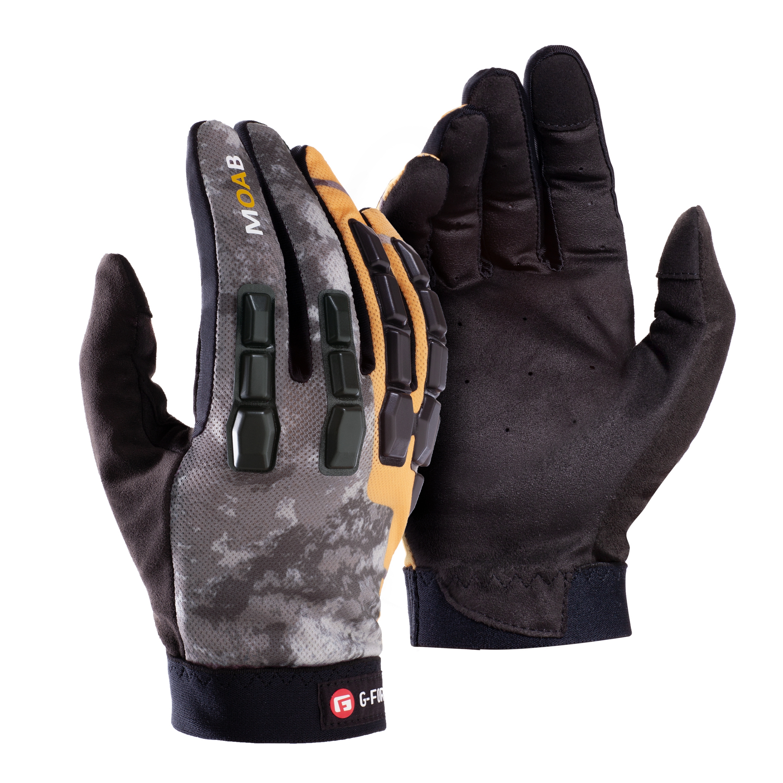 G-Form Moab Mountain Bike Gloves - Cycling Gloves for Mountain and Dirt Biking - Gray/Sunburst, Adult Small