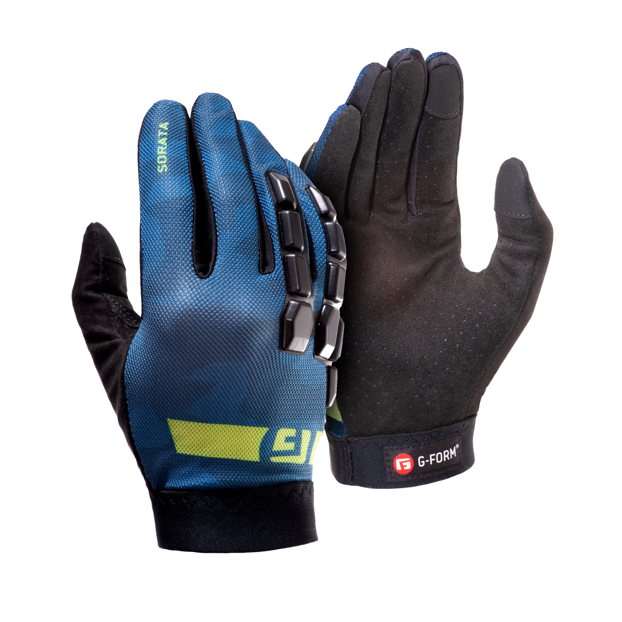 G-Form Sorata 2 Mountain Bike Gloves - Motorcycle & Cross-Country Cycling Gloves - Blue/Green, X-Small