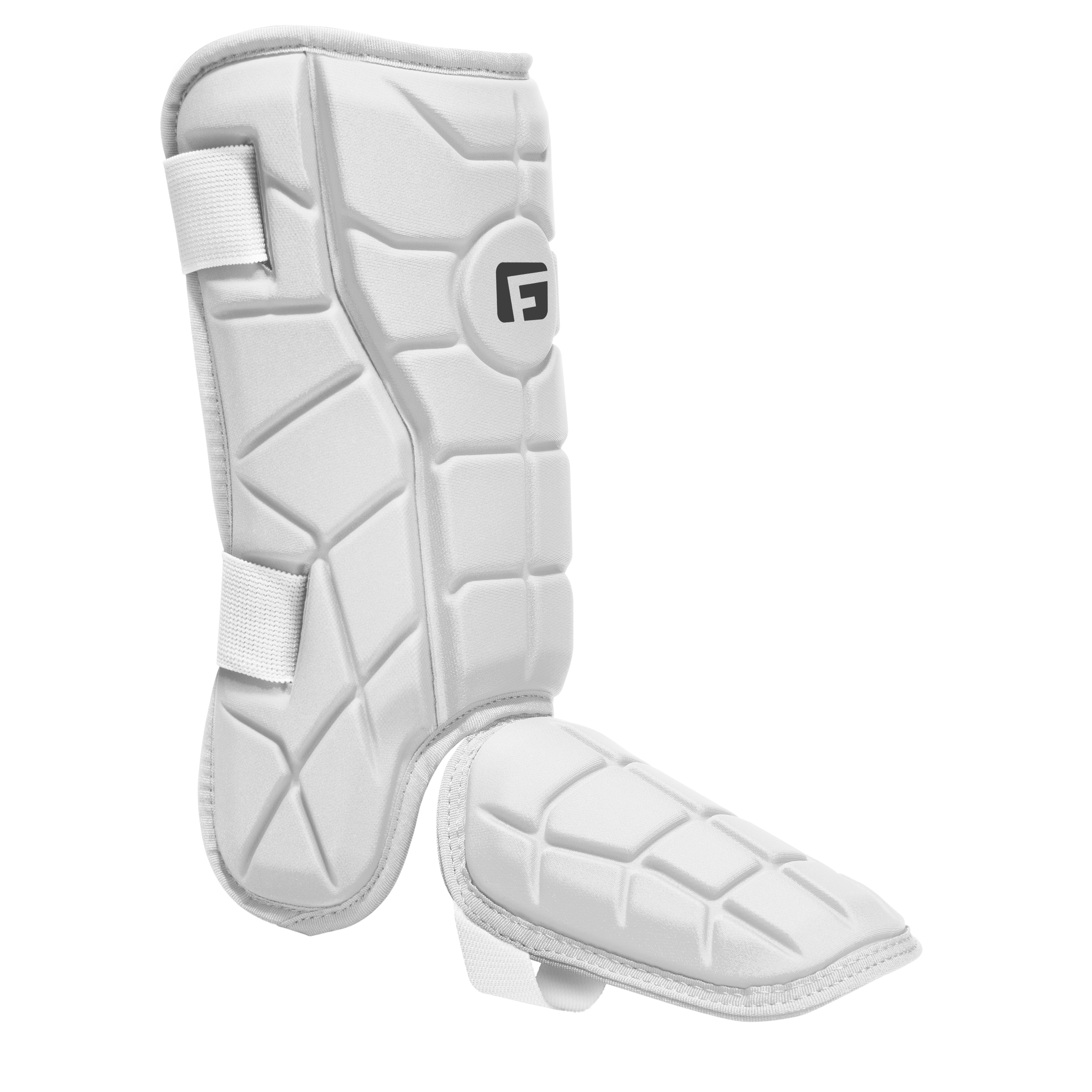 G-Form Youth Elite Batter's Leg Guard - Baseball Leg Guard with Adjustable Straps - RH Hitter, White, Youth