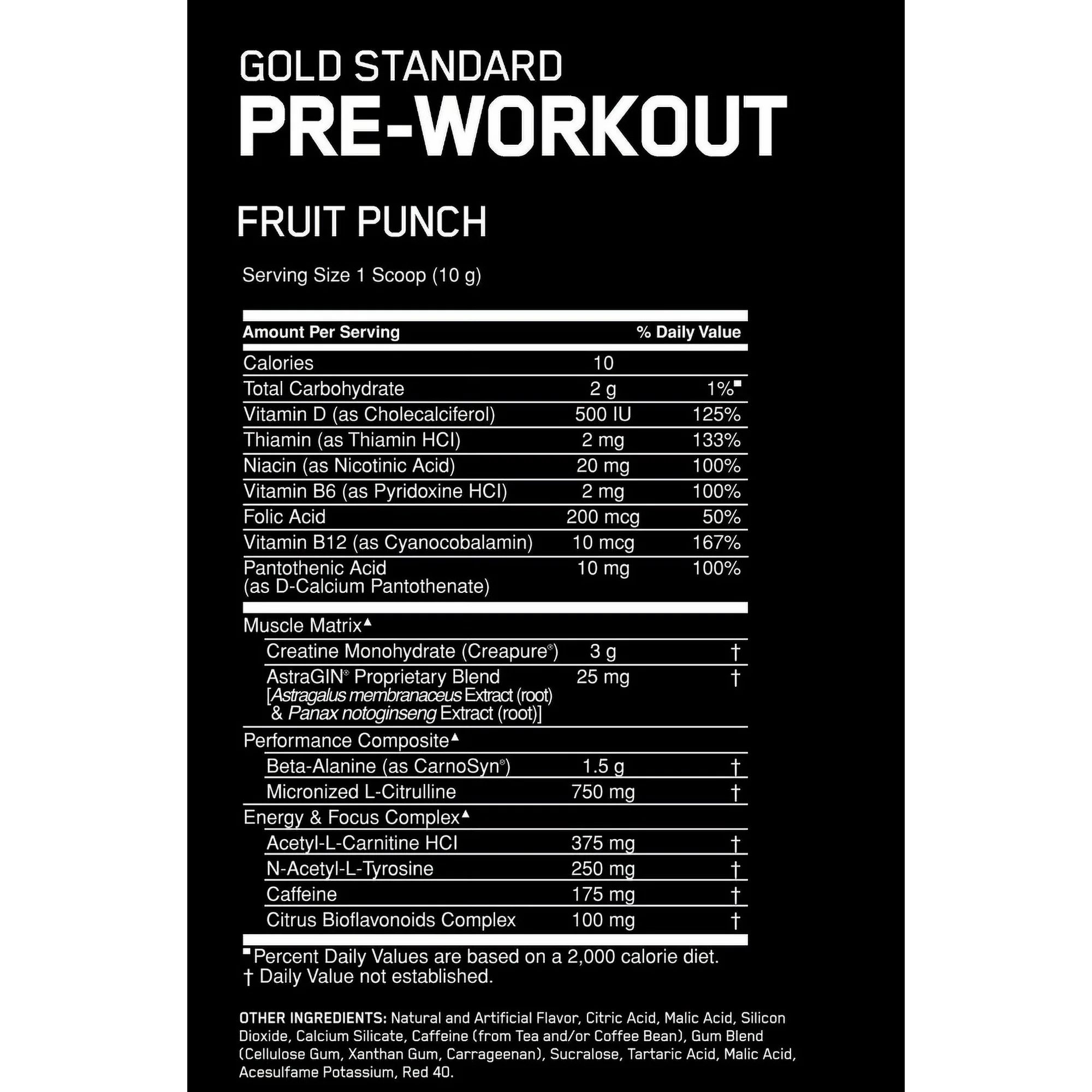 Optimum Nutrition Gold Standard Pre-Workout, Fruit Punch, 30 Servings