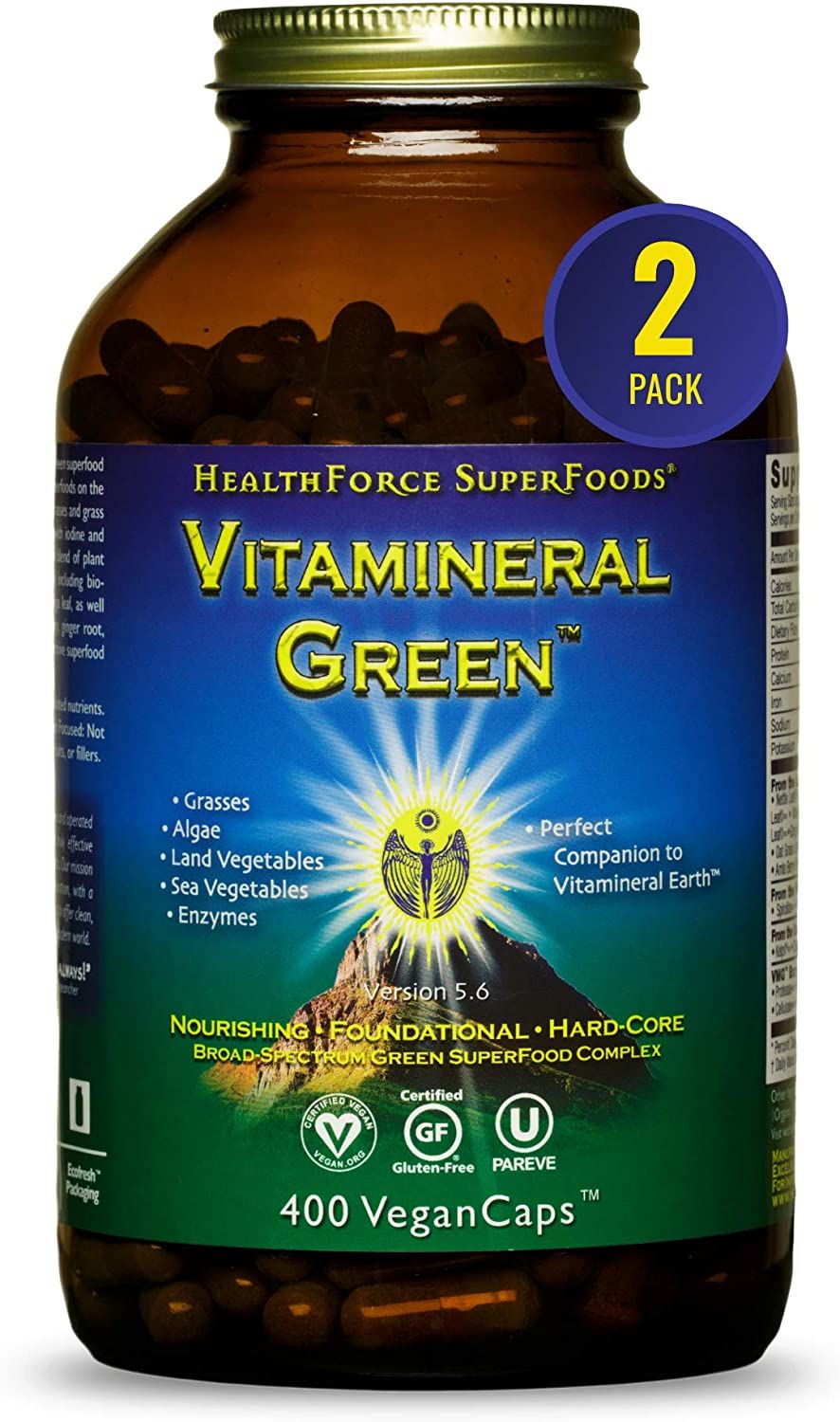 HealthForce SuperFoods Vitamineral Green - VeganCaps 400 - Pack of 2