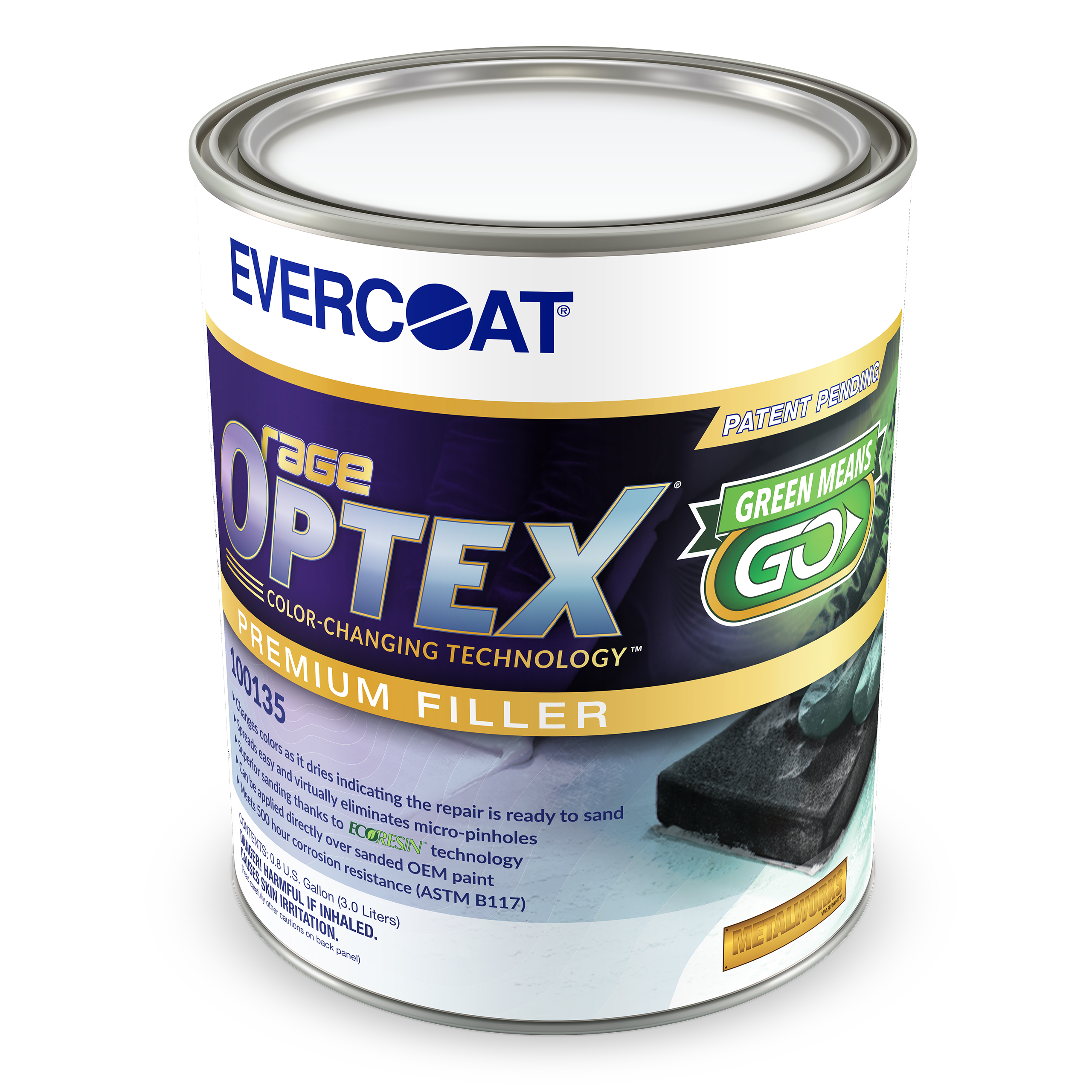 Evercoat Rage Optex - Sanding Body Filler for Steel, Fiberglass, Aluminum and More - 128 Fl Oz