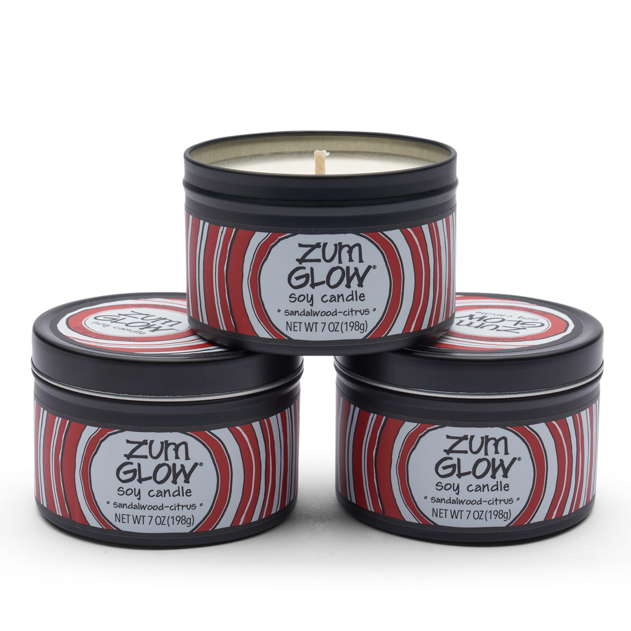 Zum Glow Soy Candle - Sandalwood-Citrus - 7 oz (3 Pack)