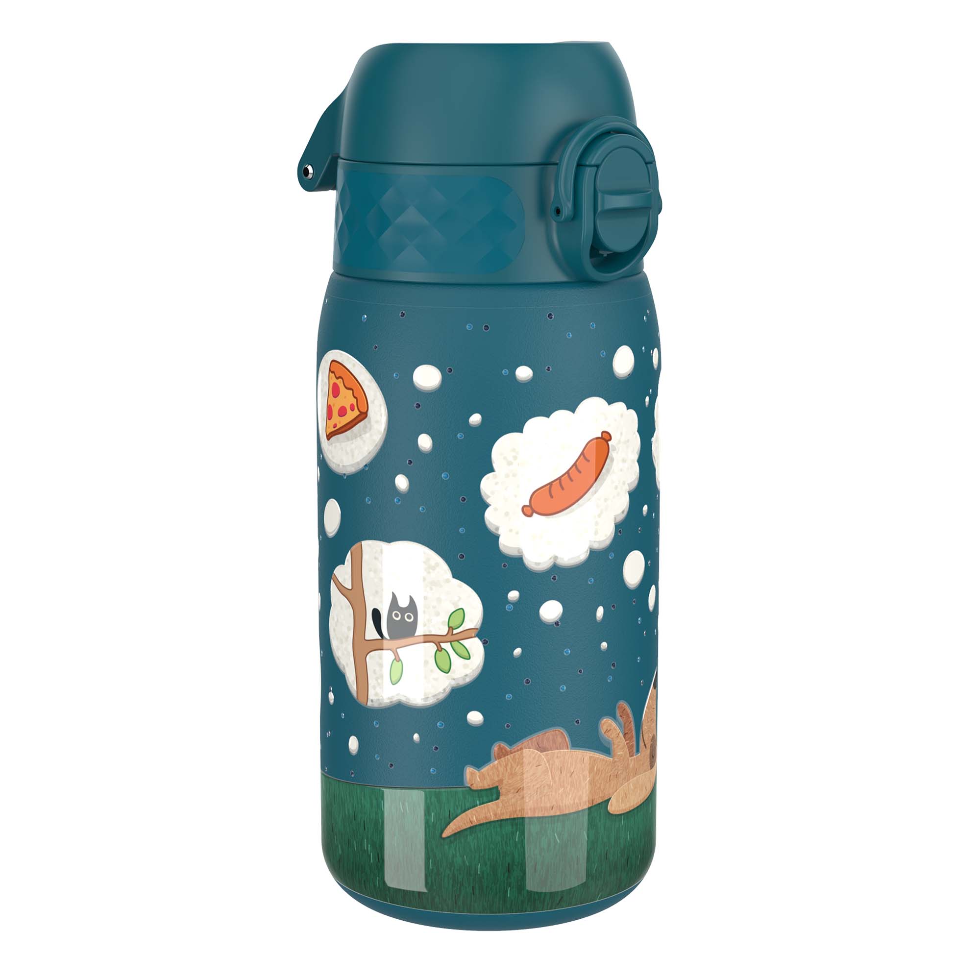 Ion8 Kid's Stainless Steel Water Bottle - Food-Safe and Odor Resistant - Fits Car Cup Holders, Backpack Pockets and More, 14 oz / 400 ml (Pack of 1) - Dog Dreaming