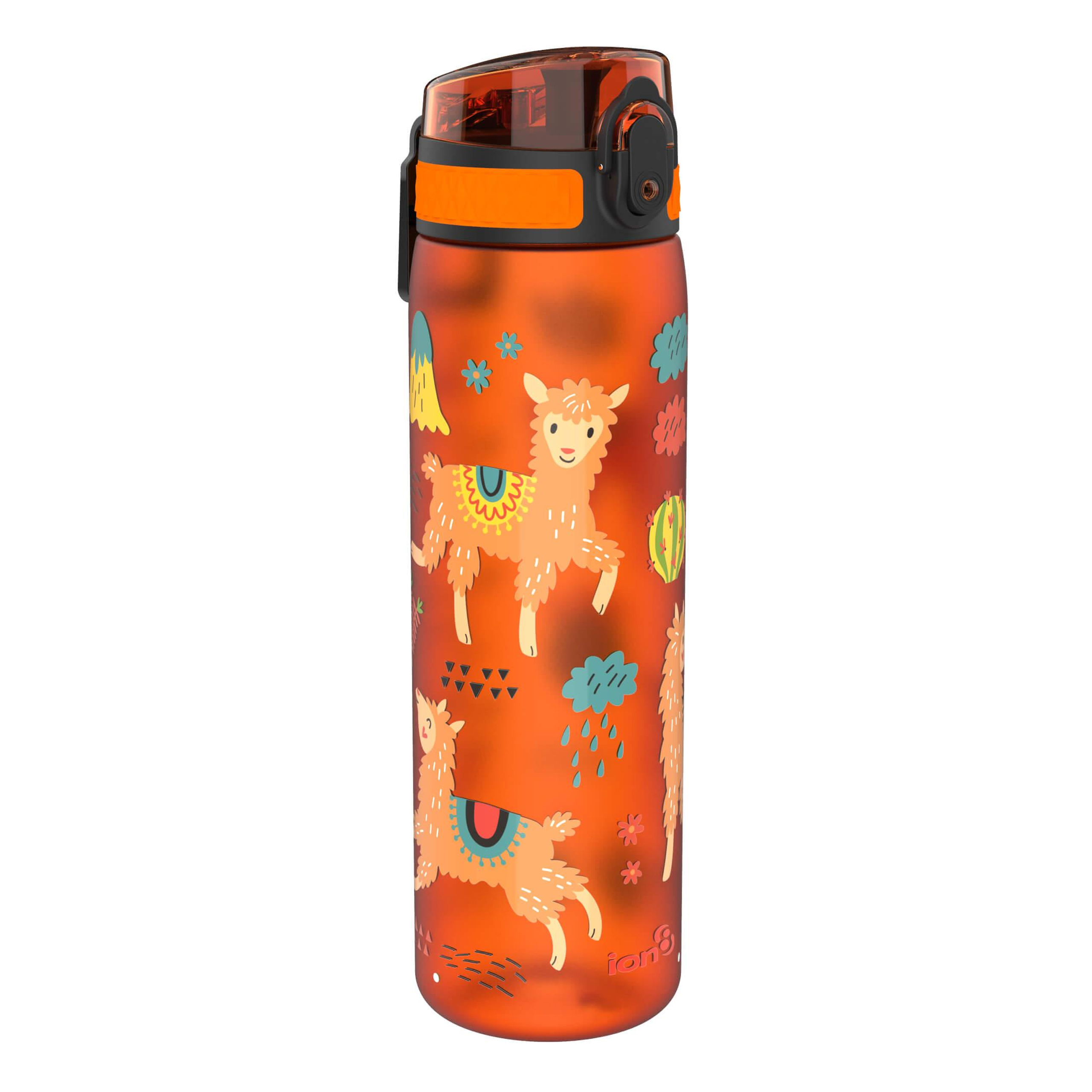 Ion8 Kid's One Touch On-The-Go Printed Water Bottle - Leakproof and BPA-Free Water Bottle - Fits Car Cup Holders and Kid's Backpacks 18 oz / 500 ml - Llama