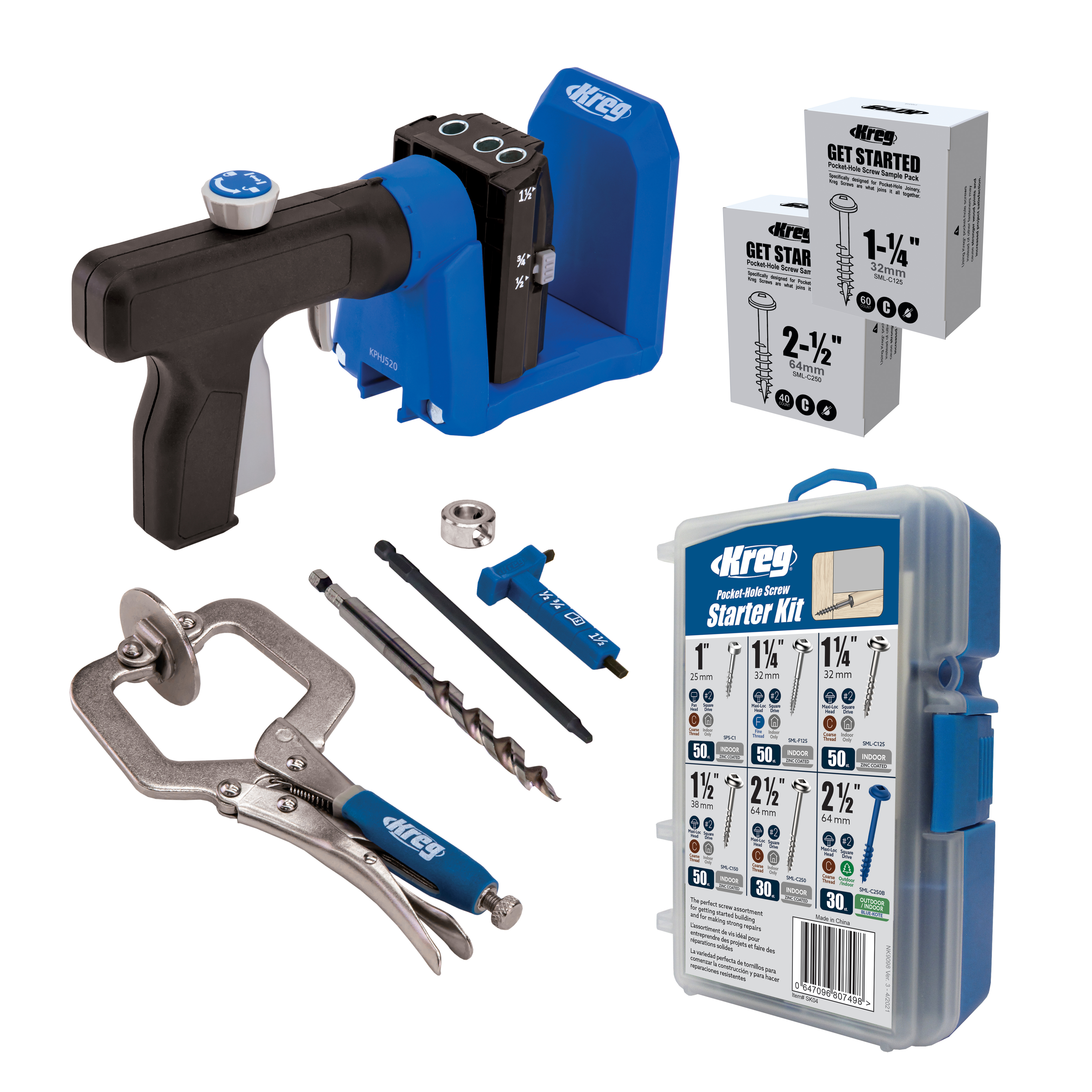Kreg Pocket-Hole Jig 520PRO with Starter Screw Kit, Blue, KPHJ520PRO-22