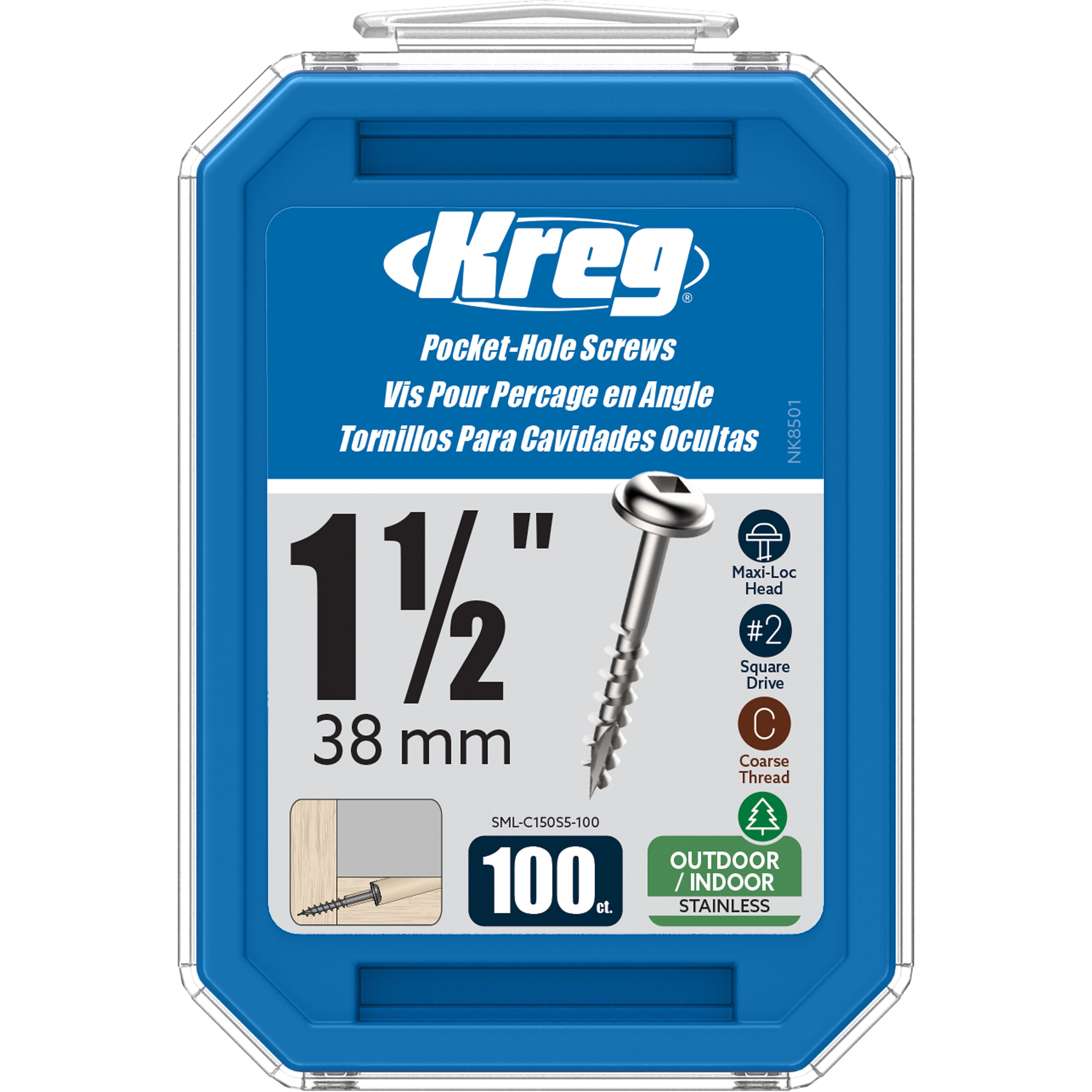 Kreg SML-C150S5-100 305 Stainless Steel Pocket Hole Screws - 1 1/2
