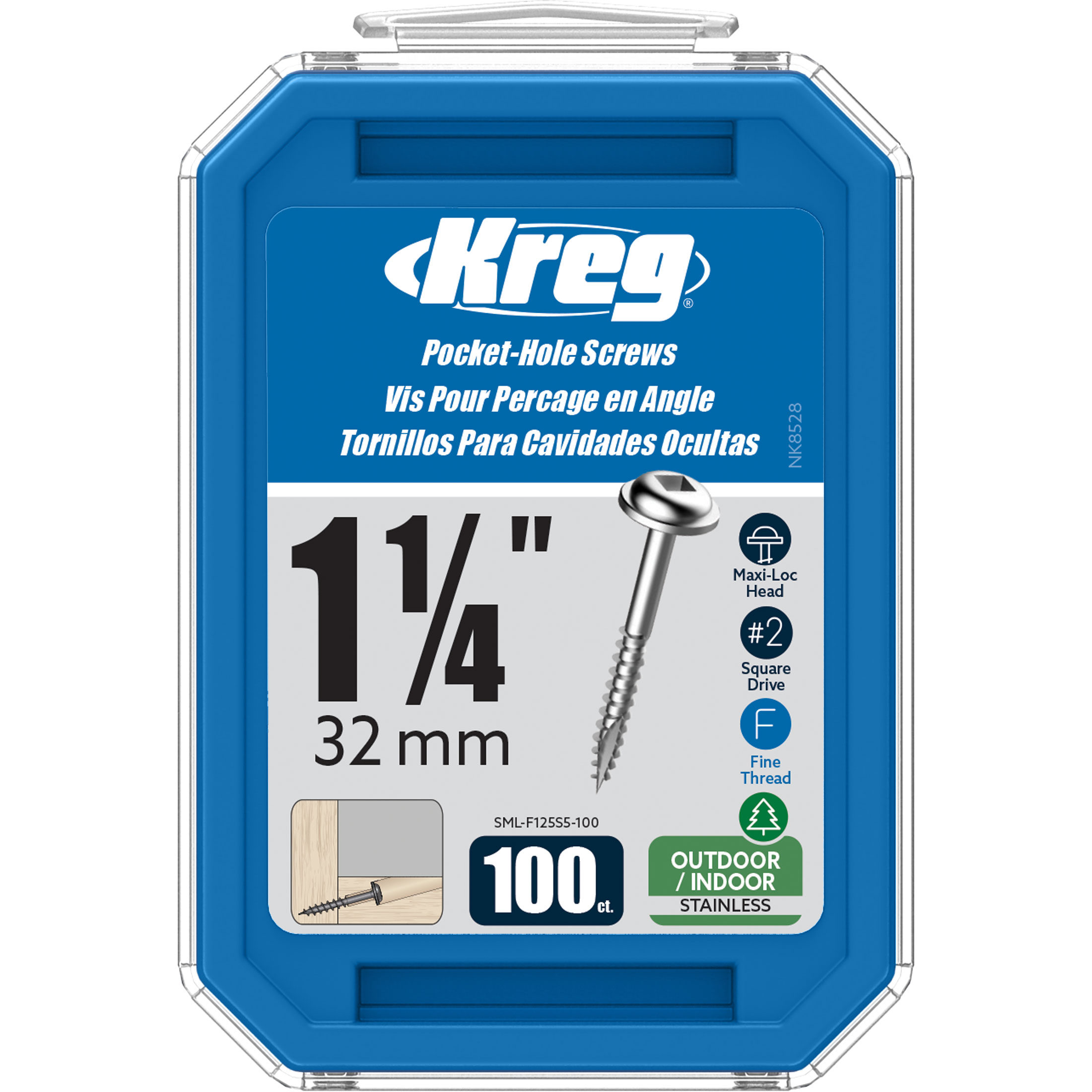 Kreg SML-F125S5-100 305 Stainless-Steel Pocket Screws, 1-1/4
