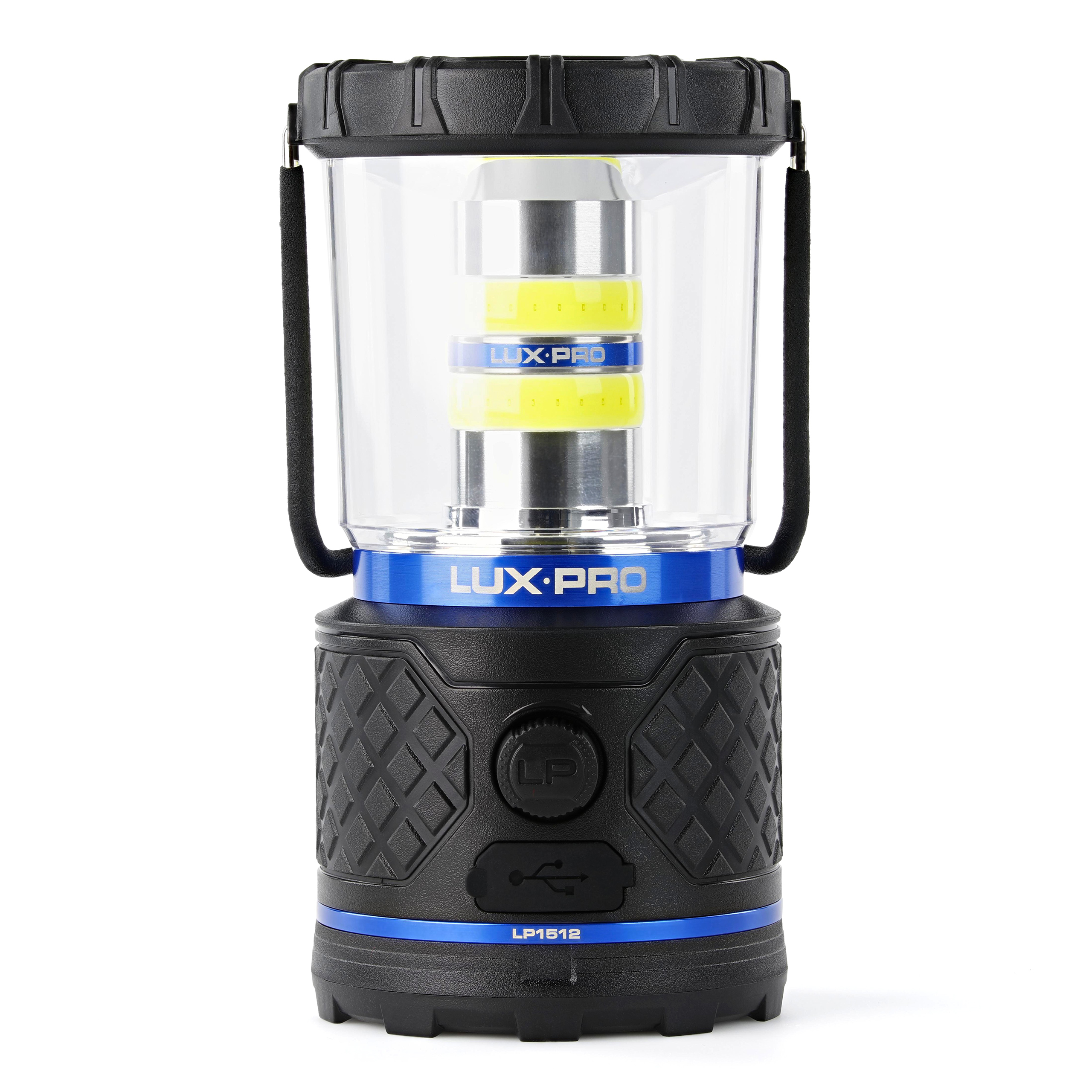 LUXPRO Rechargeable Dual-Power 1100 Lumen LED Lantern for Up to 150 Hours of Use - Camping Lantern with Built-In Power Bank - Dimmable LED Light with IPX4 Water-Resistant Rating