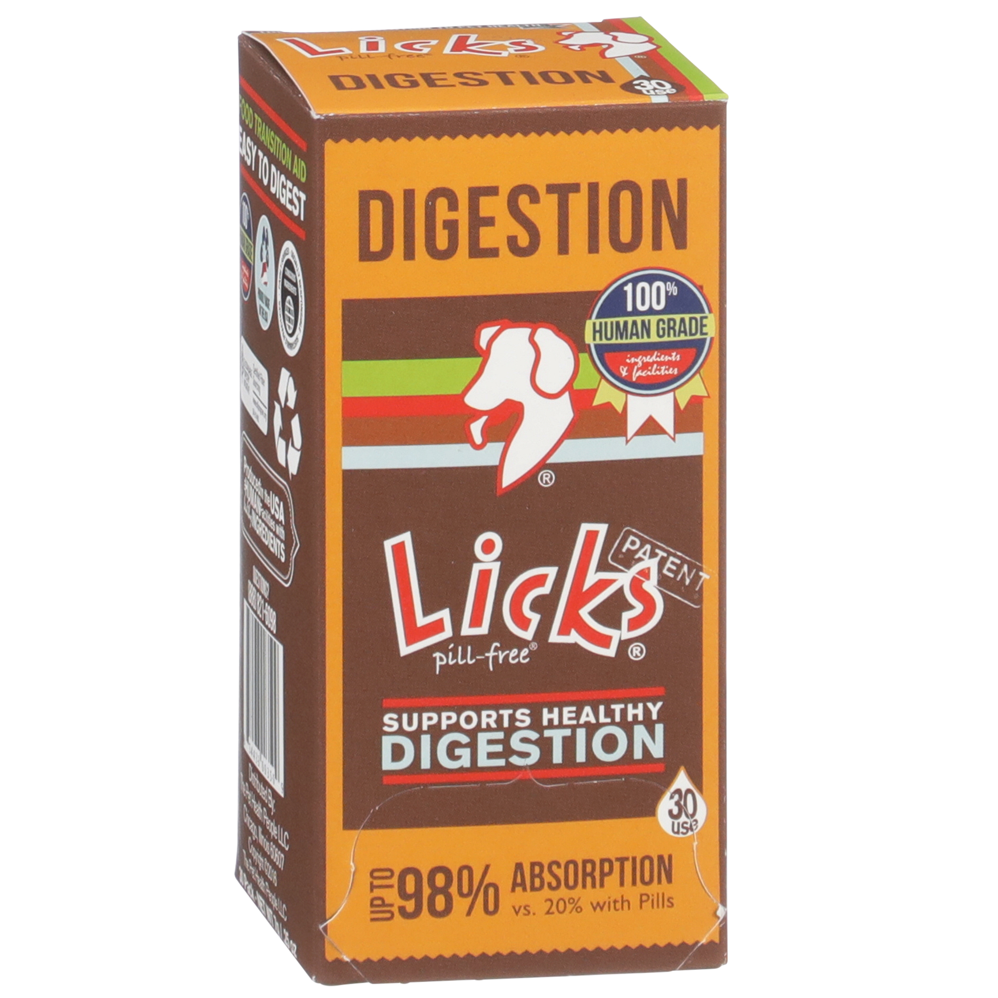 Licks Pill-Free Dog Digestion - Dog Gut Health and Gas Relief - Bloating Relief and Digestion Supplement for Dogs - Dog Health Supplies - Gel Packets - 30 Use